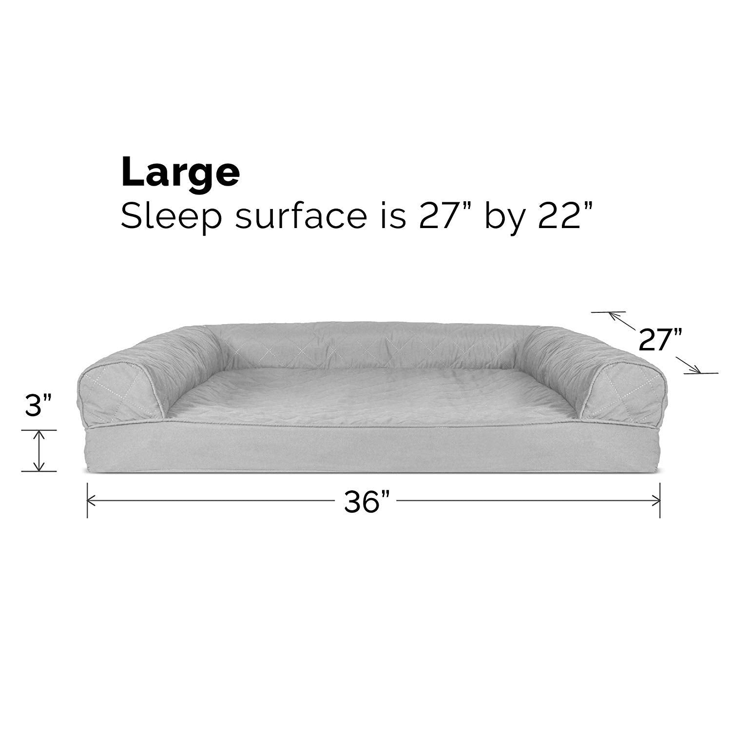 Furhaven Cooling Gel Dog Bed for Large/Medium Dogs w/ Removable Bolsters & Washable Cover, For Dogs Up to 55 lbs - Quilted Sofa