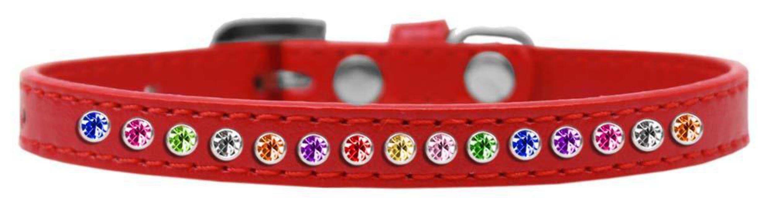 Dog, Puppy & Pet Fashion Collar, &quot;One Row Confetti Crystal Rimsets&quot; Bright Pink 8