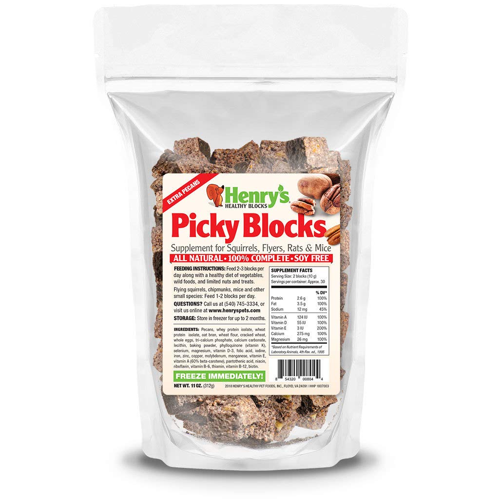 Henrys Picky Blocks - Nutritionally Complete Food for Squirrels, Flying Squirrels, and Chipmunks, 11 Ounces