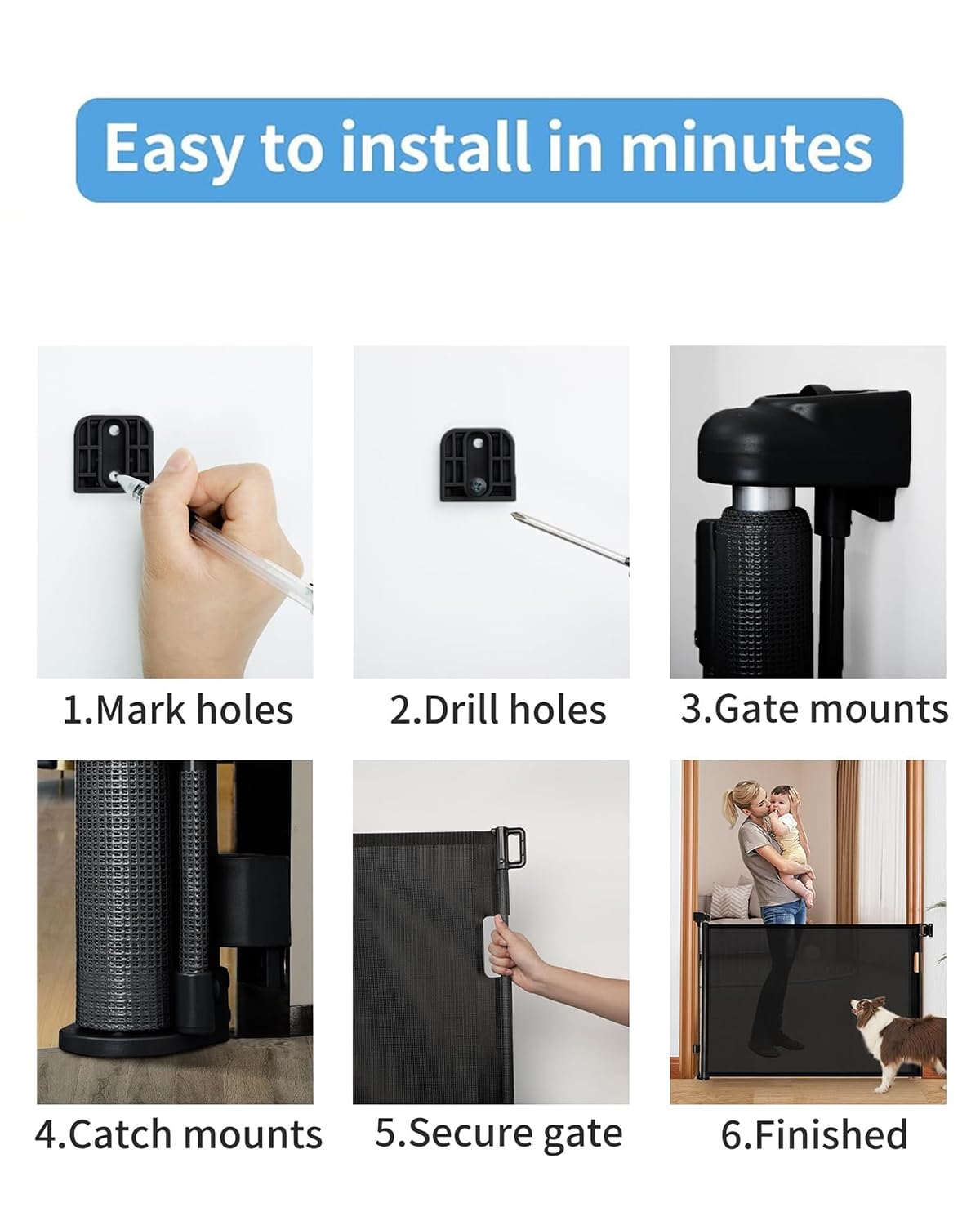 Veraste Retractable Baby Gate,Mesh Baby Gate Or Mesh Dog Gate,33' Tall,Extends Up To 71' Wide,Child Safety Gate For Doorways,Stairs,Hallways,Indoor/Outdoor（Black,33'X71'）