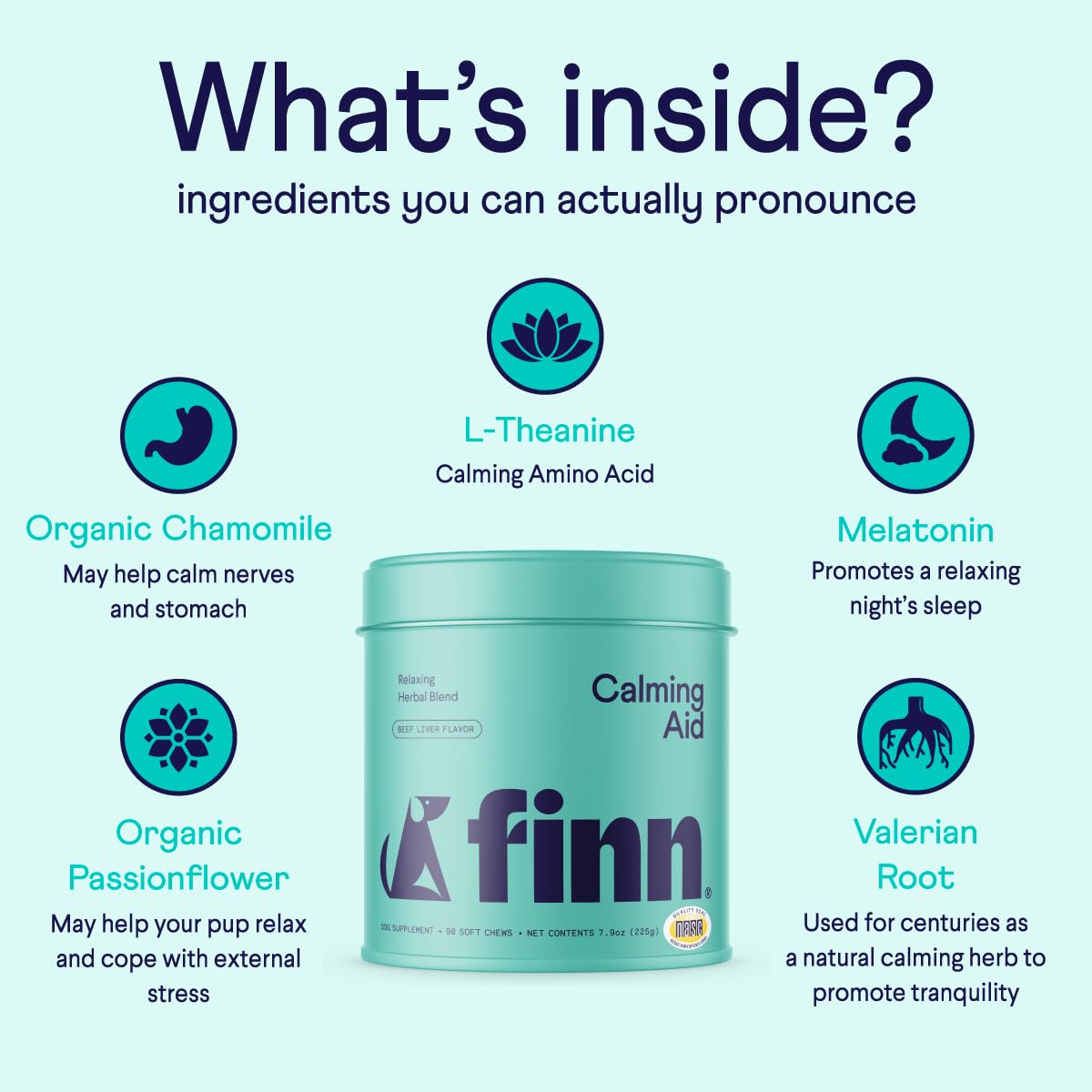 Finn Calming Aid For Dogs - Natural Calming Chews With Melatonin To Support Stress, Separation & Sleep - 90 Soft Chews