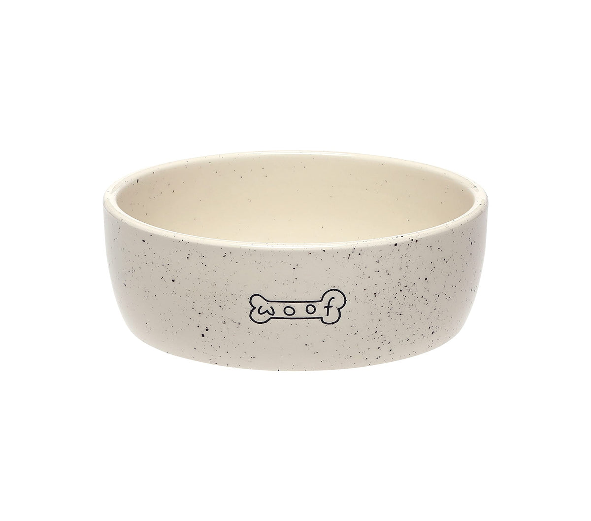 Pearhead Woof Pet Bowl, Dog Water And Food Dish, Pet Owner Dog Accessory, Ceramic, White, Microwave And Dishwasher Safe, Holds 3 Cups, 24 Oz