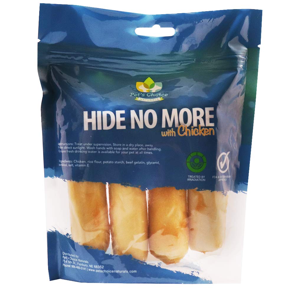 Pets Choice Pharmaceuticals HideNoMore, Rawhide Free Chicken Chew Treats for Dogs, 4-5 4 ct