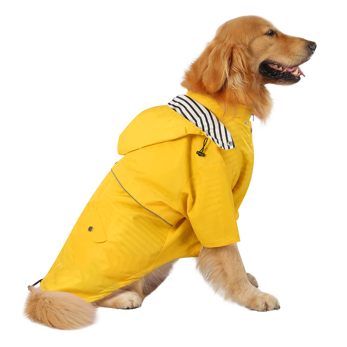 HDE Dog Raincoat Double Layer Zip Rain Jacket with Hood for Small to Large Dogs Yellow - 2XL