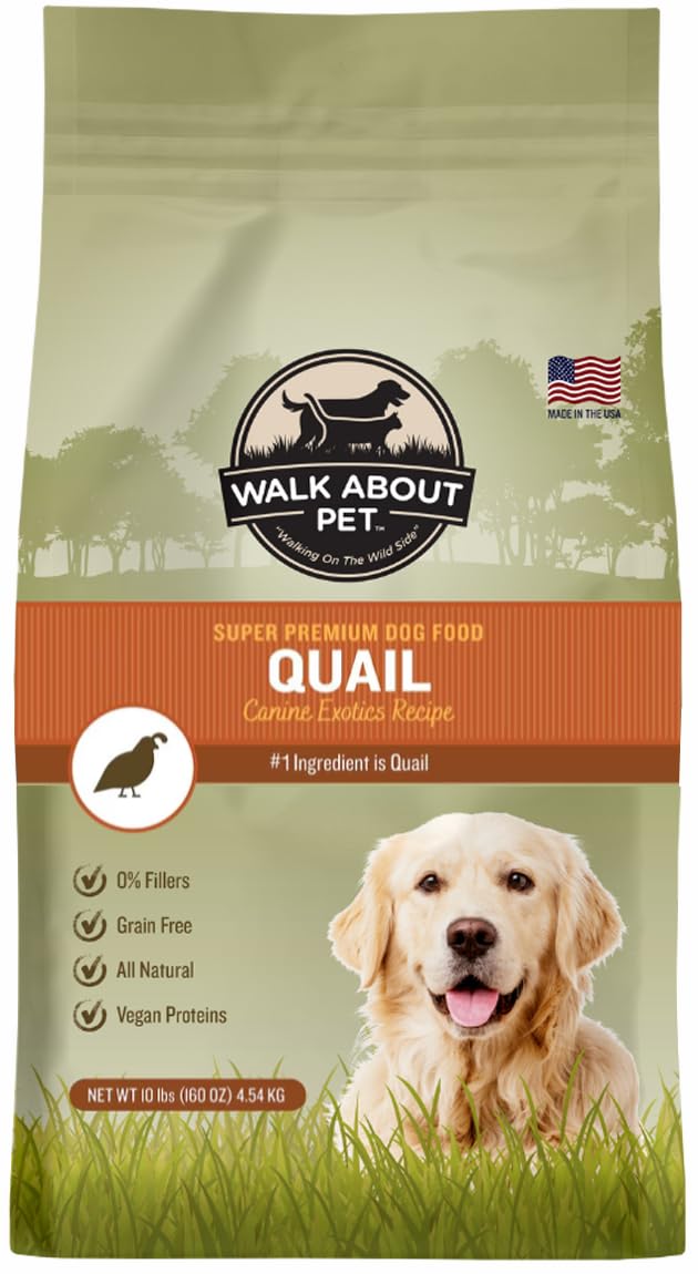 Walk About Pet, WA10040, Canine Exotics All-Natural Super Premium Dog Food, Quail Recipe Dry Kibble, Grain and Gluten Free, Sing