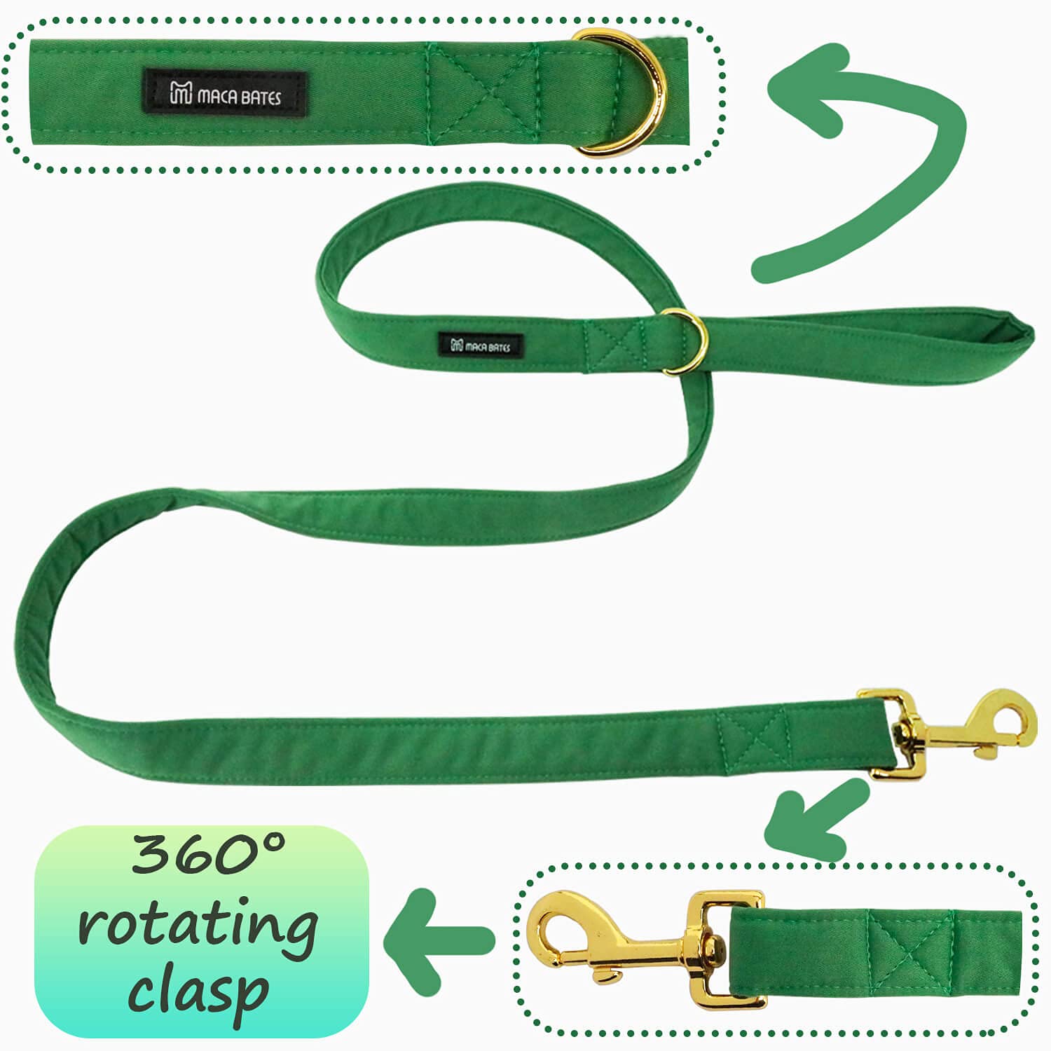 Maca Bates Dog Leash Solid Colors Durable 5 Ft/4.4 Ft/4 Ft For Small Medium Large Dogs Walking Accessories