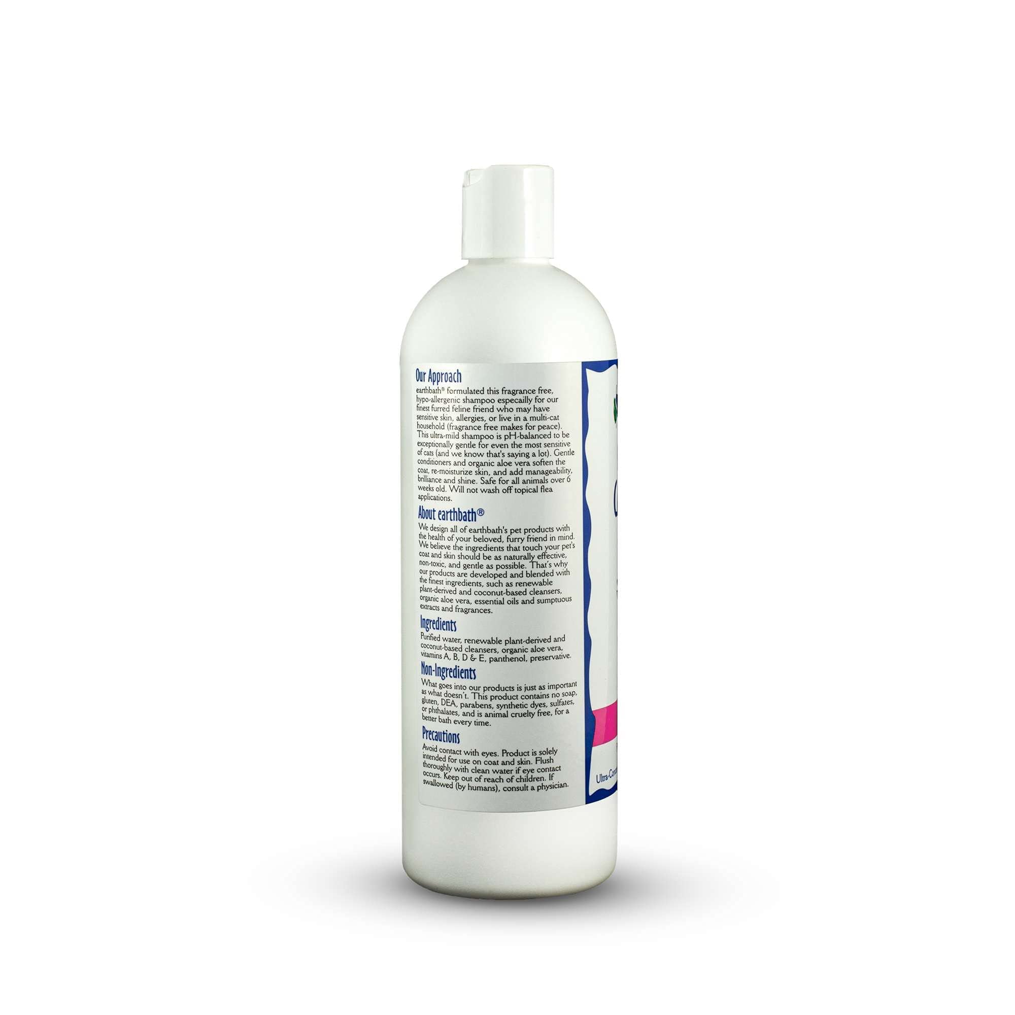 earthbath, Hypoallergenic Cat Shampoo - Fragrance Free Cat Shampoo for Allergies and Itching, Made in USA, Cruelty Free Cat Wash