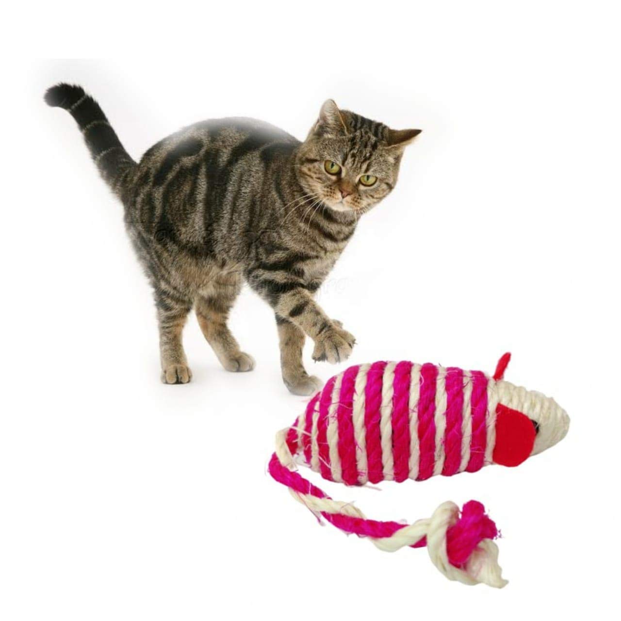 Psk Pet Mart Sisal Mouse Cat Toy  Color May Vary