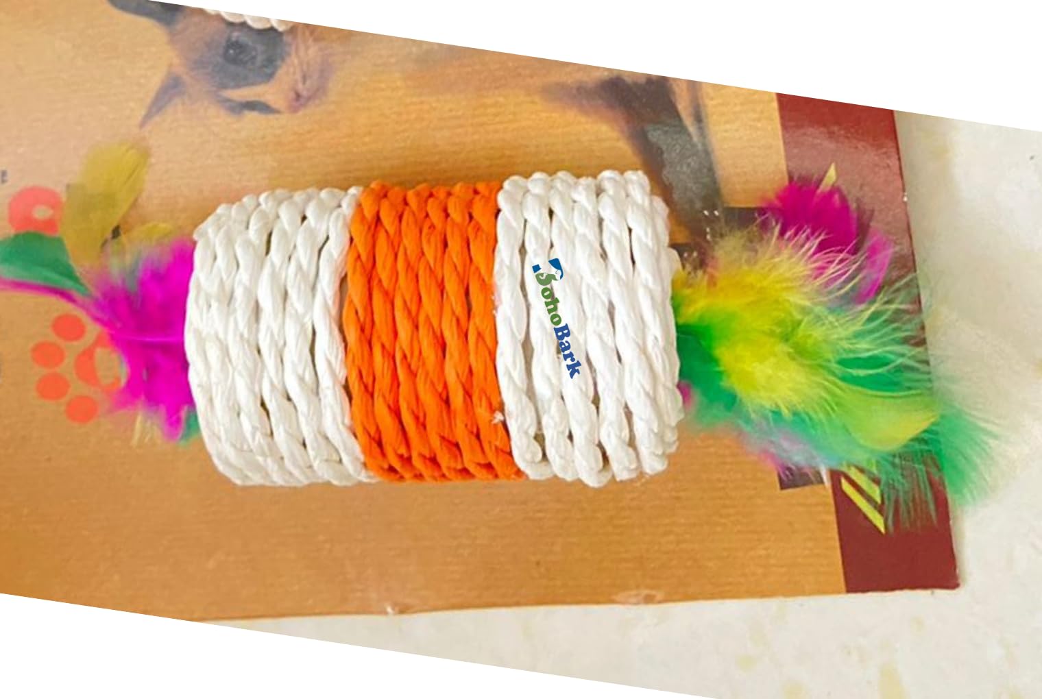 Bohobark Cat Kitten Feather Sisal Rope Ball Rattle Scratcher Toy Wheel Shape Toys For Cat Pack Of 1 Pcs
