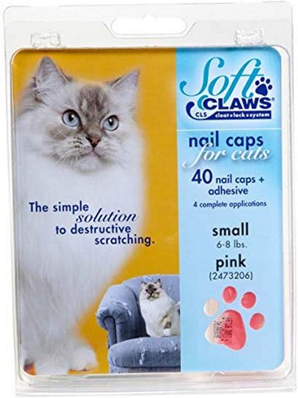 Feline Soft Claws Cat Nail Caps Take-Home Kit, Small, Pink