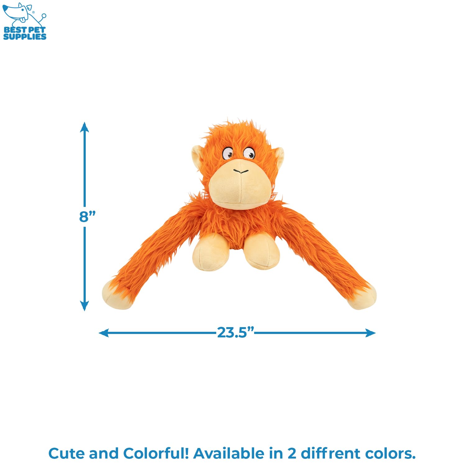 Best Pet Supplies O-Hug-Atan Interactive Squeaky Plush Toy For Small And Medium Breed Puppies Or Dogs - O-Hug-Atan (Orange)