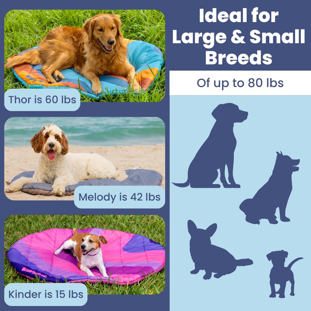 Travel Dog Bed Mat (42 x 30) - Foldable, Packable Camping Dog Bed - Lightweight, Water Resistant & Cozy with Soft Padding - Comp
