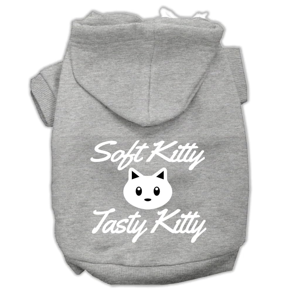 Pet Dog & Cat Hoodie Screen Printed, Soft Kitty, Tasty Kitty Gray LG (10-14 lbs.)