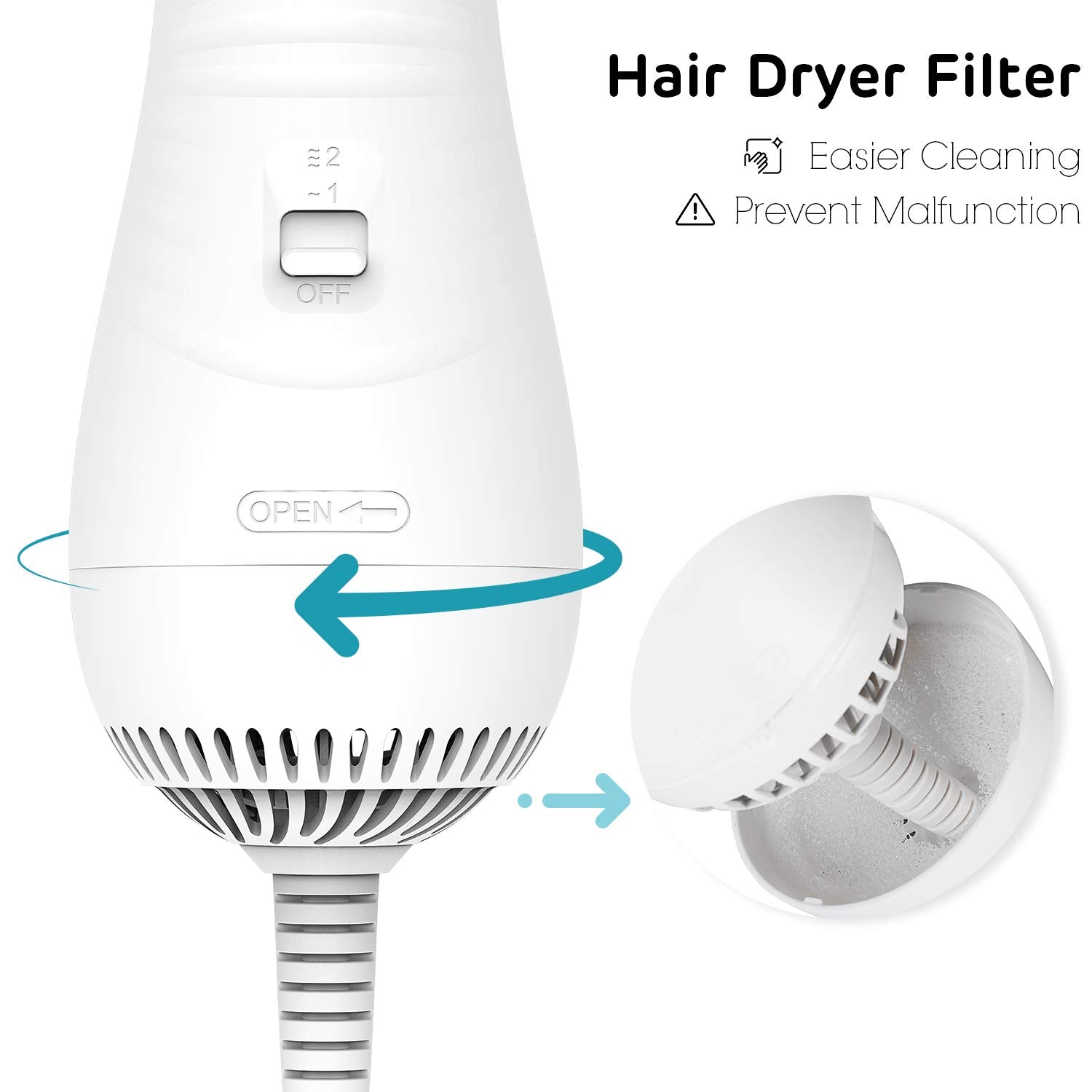 Ipettie Pet Drying Hair Dryer, Compact, Lightweight, Portable, White