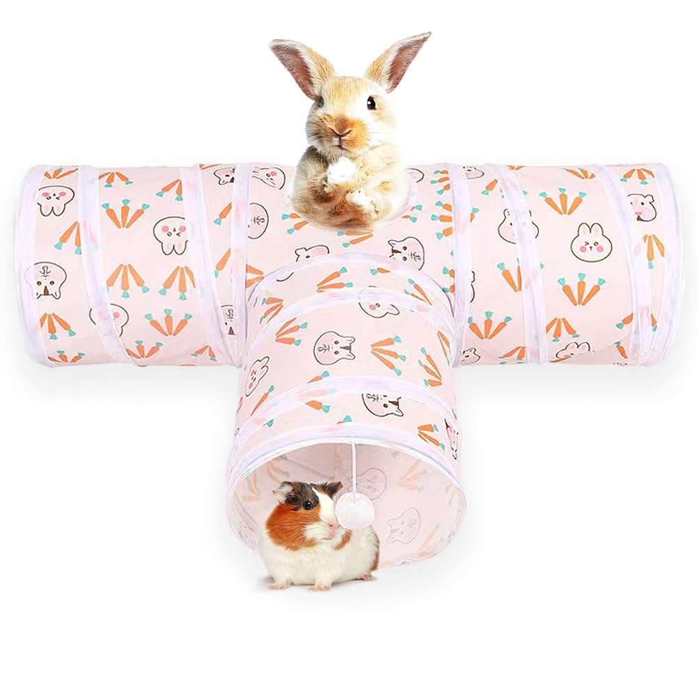 3 Way Washable Hideout Toys, Small Pet Tunnels and Tubes for Baby Rabbit Ferret Hamster Chinchilla Hedgehog Hiding and Resting (