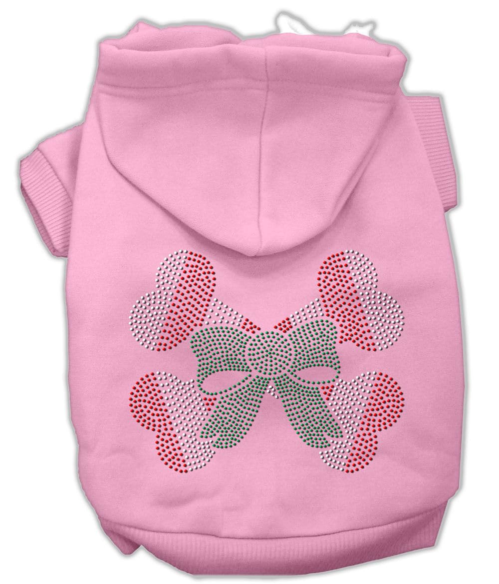 Mirage Pet Products 12-Inch Candy Cane Crossbones Rhinestone Hoodie, Medium, Pink