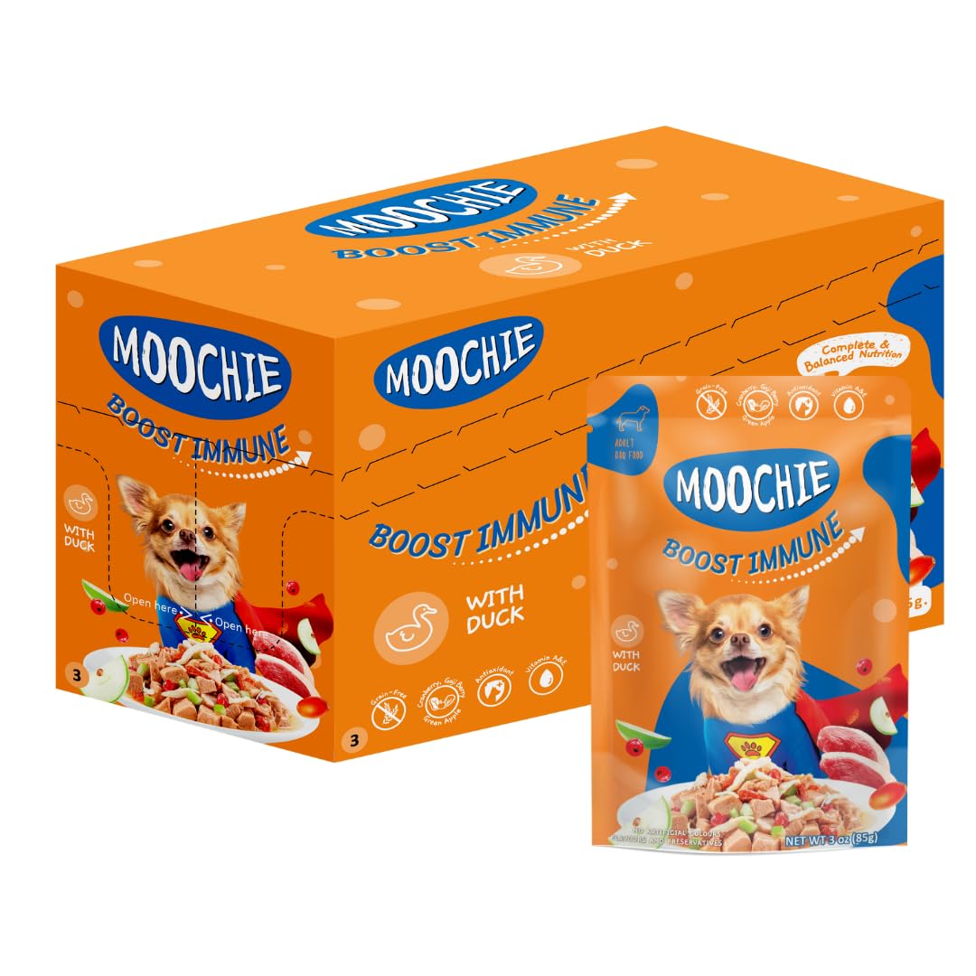 MOOCHIE Healthy Growth Wet Puppy Food - Soft Dog Food - Made with Real Chicken, Beef, Vegetables and Rice - No Added Preservativ