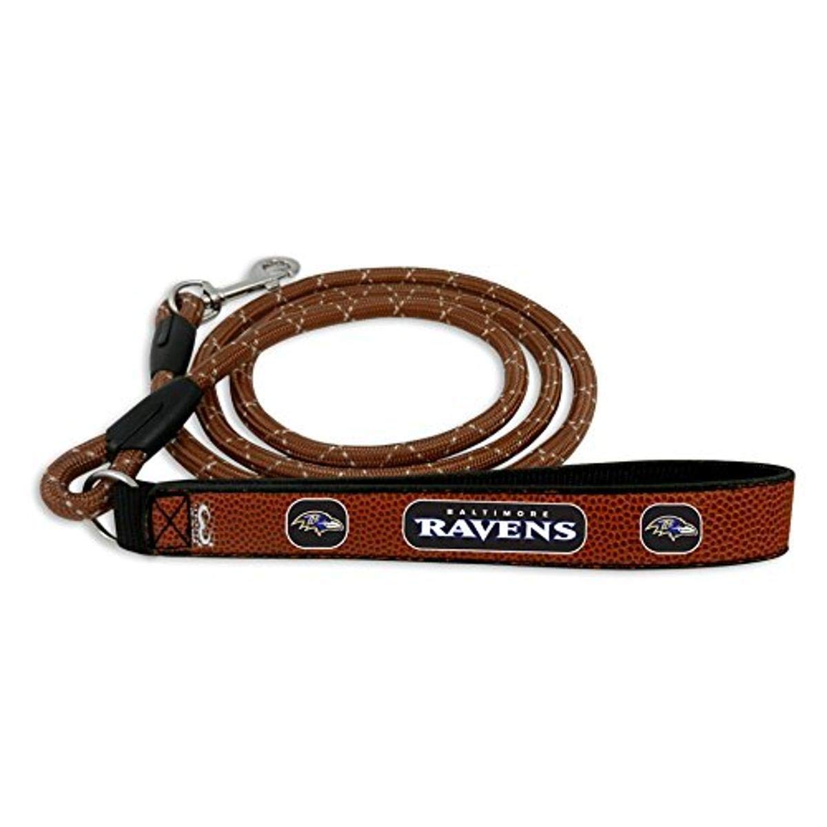 GameWear NFL Baltimore Ravens Football Leather Rope Leash, Medium, Brown