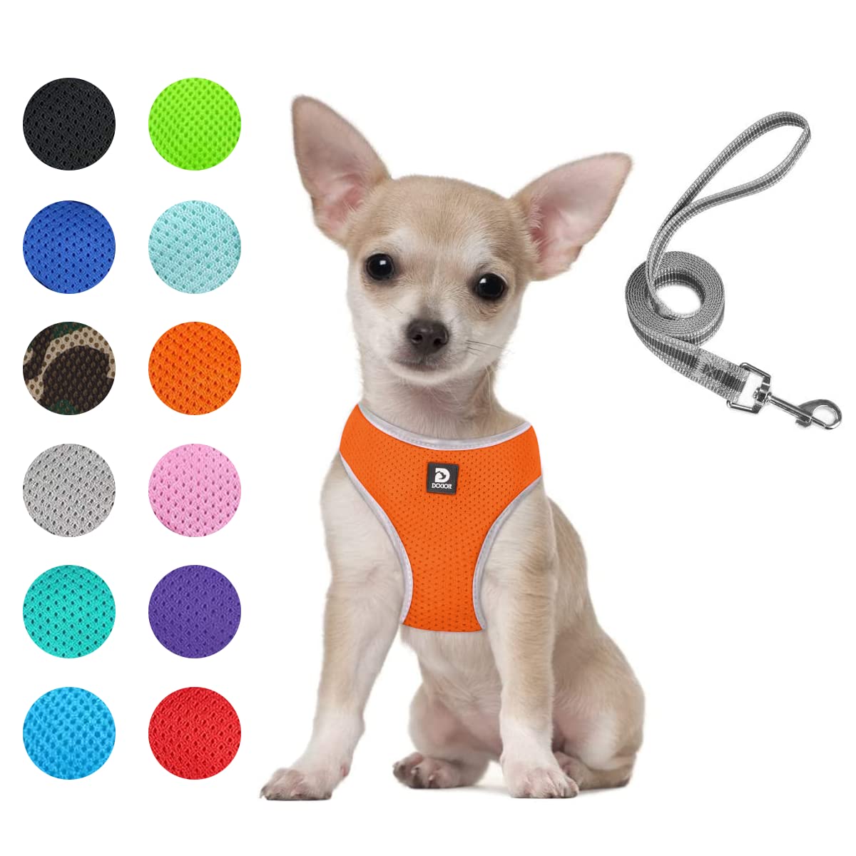 Puppy Harness And Leash Set - Dog Vest Harness For Small Dogs Medium Dogs- Adjustable Reflective Step In Harness For Dogs - Soft Mesh Comfort Fit No Pull No Choke (Xs, Orange)