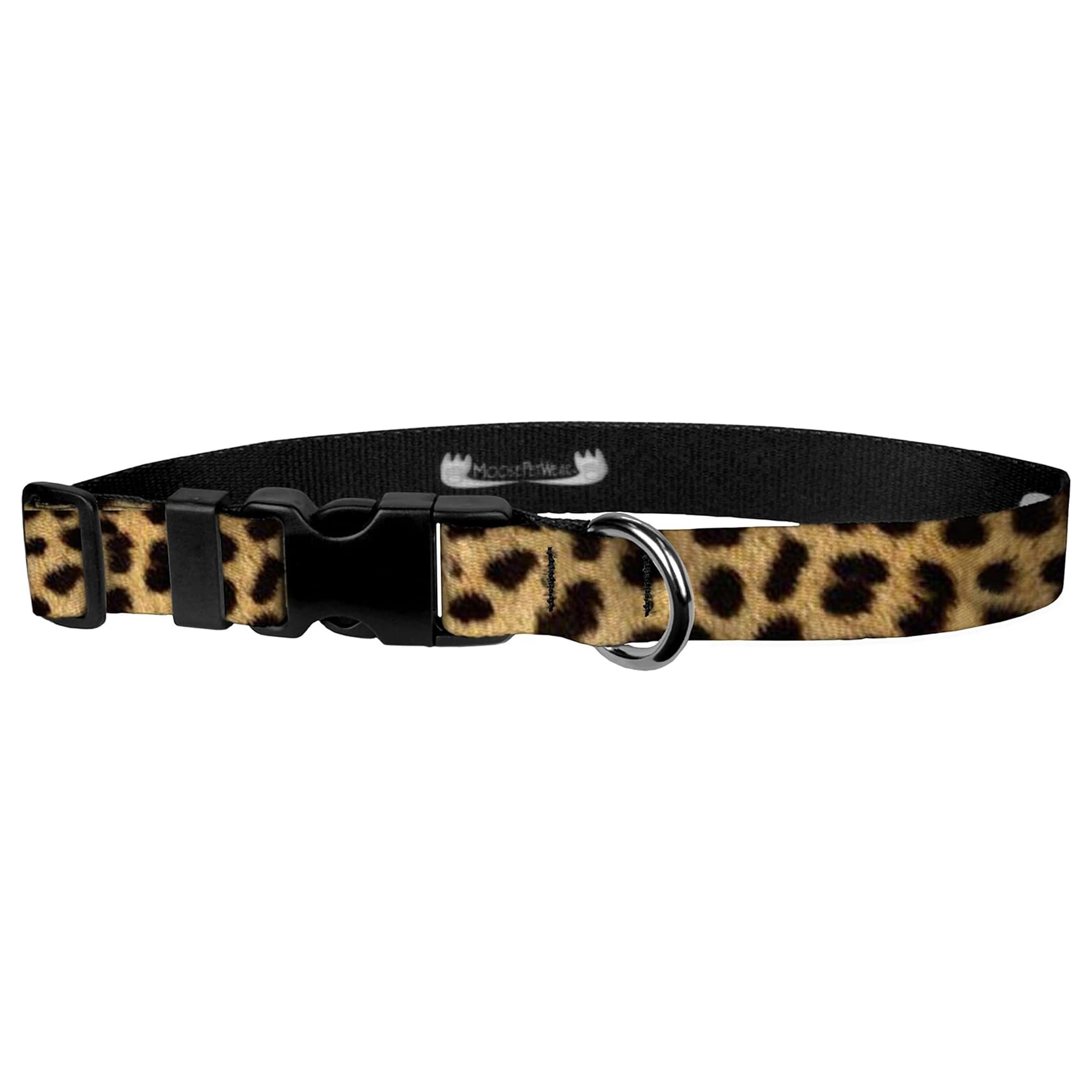 Animal Print Dog Collar - Waterproof Cute Leopard Print Dog Collar - 3/4 Inch Adjusts 11.5-17.5 Inches, Medium, Leopard