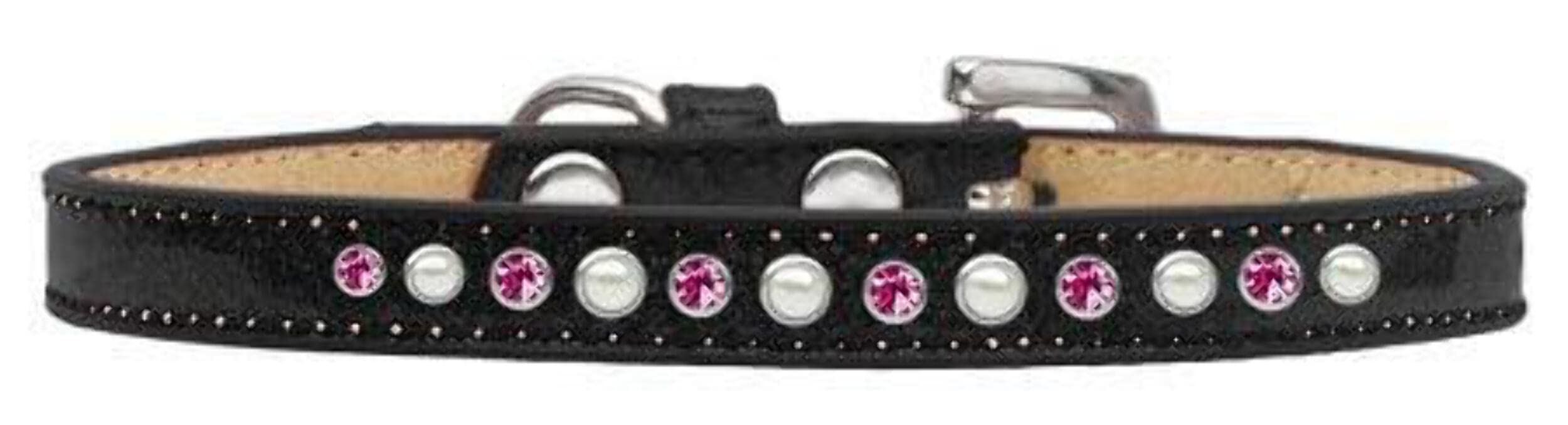 Dog, Puppy and Pet Ice Cream Collar, "Pearl & Pink Crystal Rimsets" Black 10