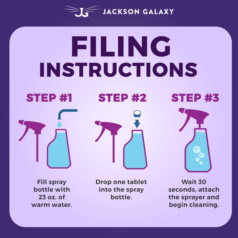 Jackson Galaxy: Stain & Odor Remover - Pet Urine Remover - 23 Oz Bottle - 2 Fill Tablets Included - Eliminates Pet Stains & Odor