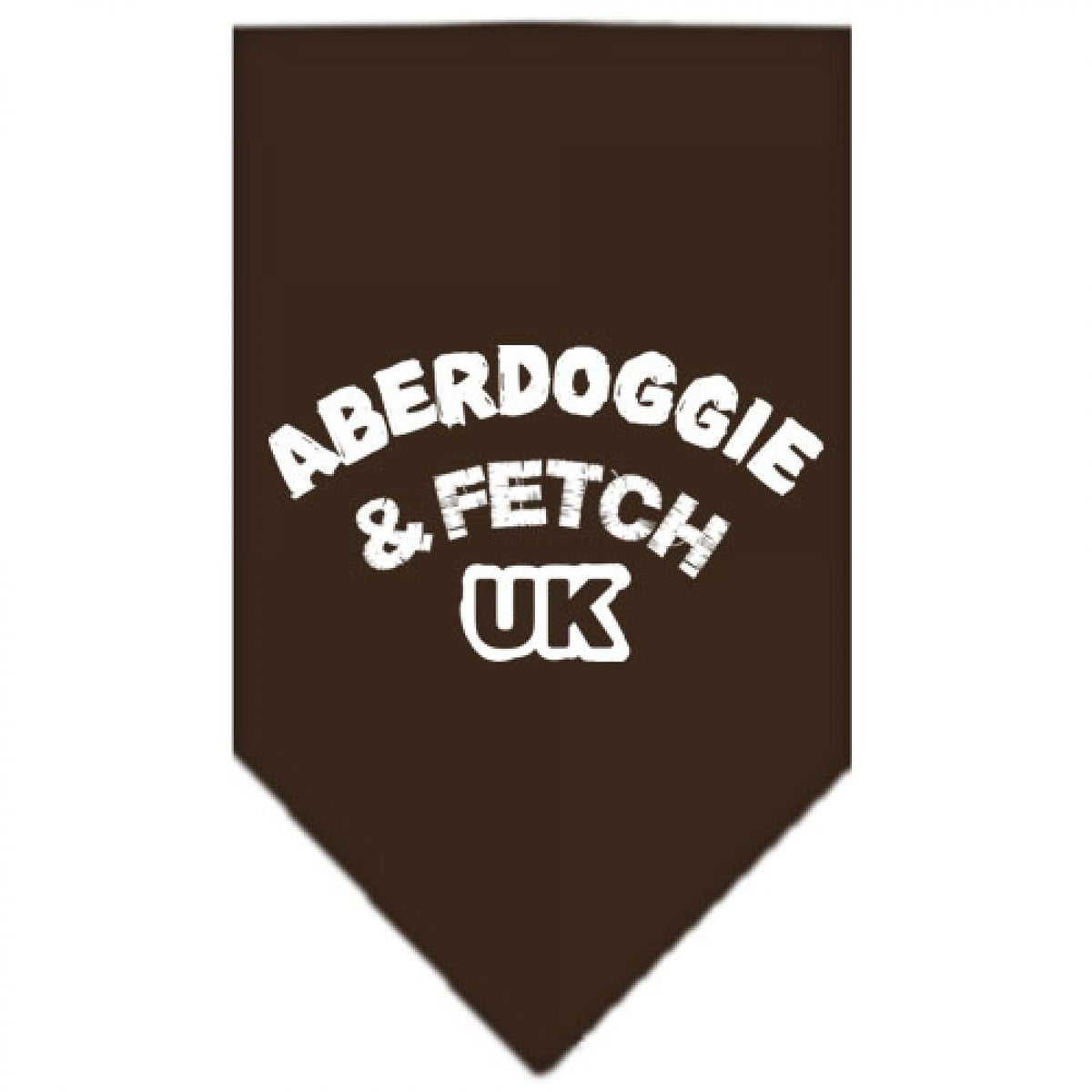 Pet and Dog Bandana Screen Printed, &quot;Aberdoggie & Fetch UK&quot; Cocoa Large