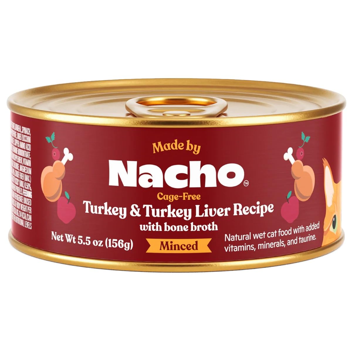 Made by Nacho Premium Wet Cat Food Grain-Free Pate Cans (Turkey & Turkey Liver - 24 Pack, 5.5 Ounce)