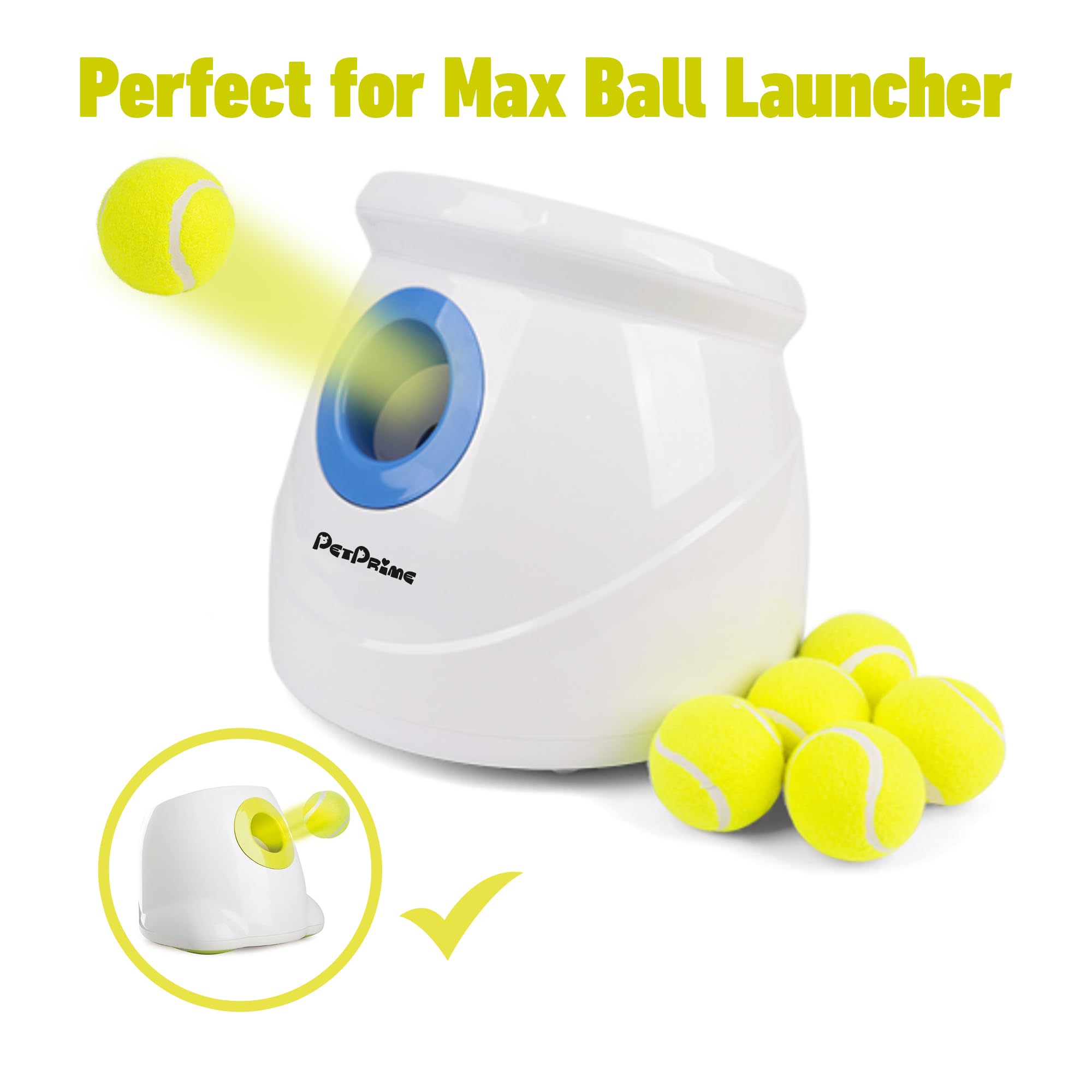 Pet Prime Dog Toy Tennis Ball 6 Pcak 2.5 Inch For Max Automatic Ball Lanucher Interactive Pet Balls For Exercise Training Play F