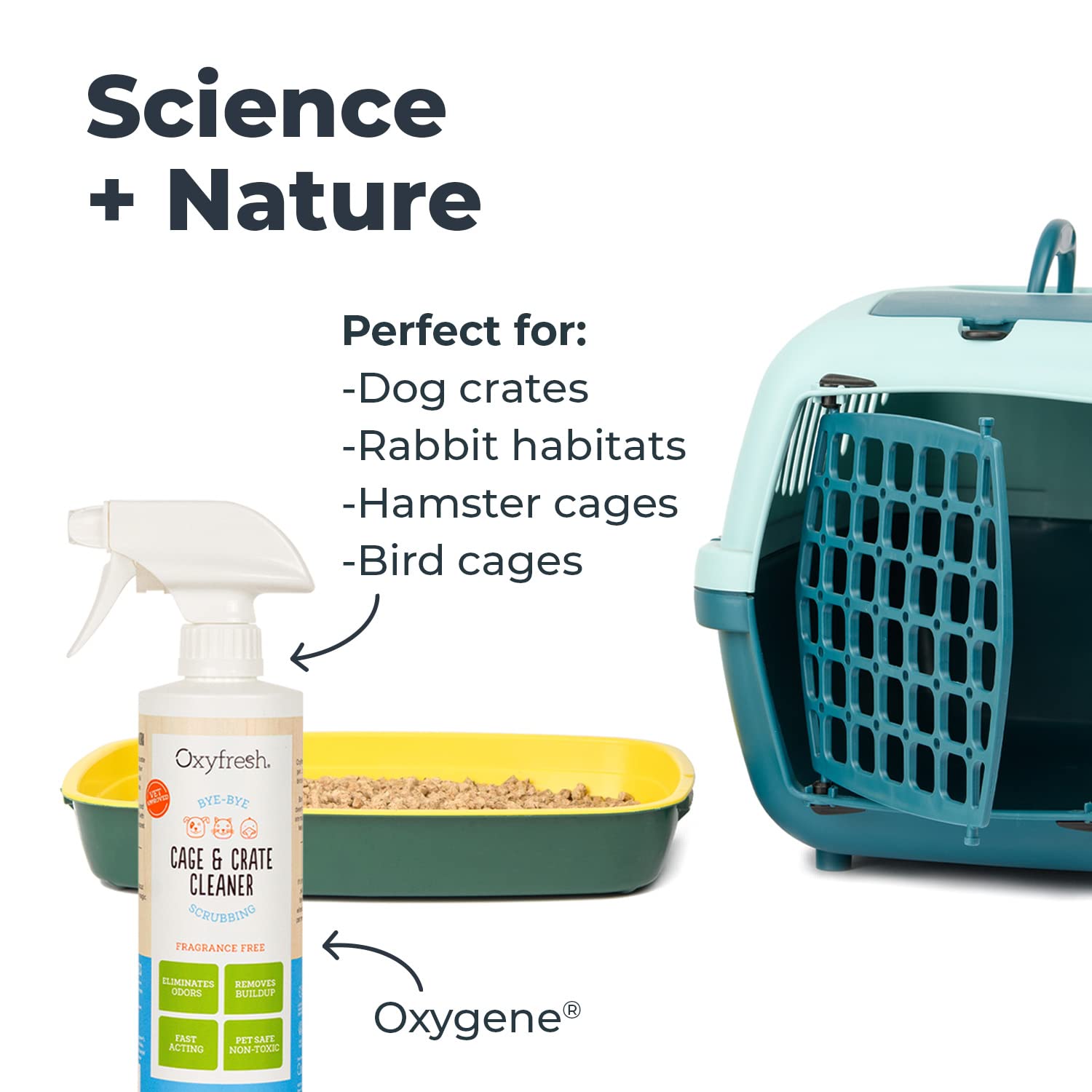 Oxyfresh Premium Crate & Cage Cleaner - Professional Dog Crate & Small Animal & Bird Cage Odor Eliminator - Quickly Cleans, Remo