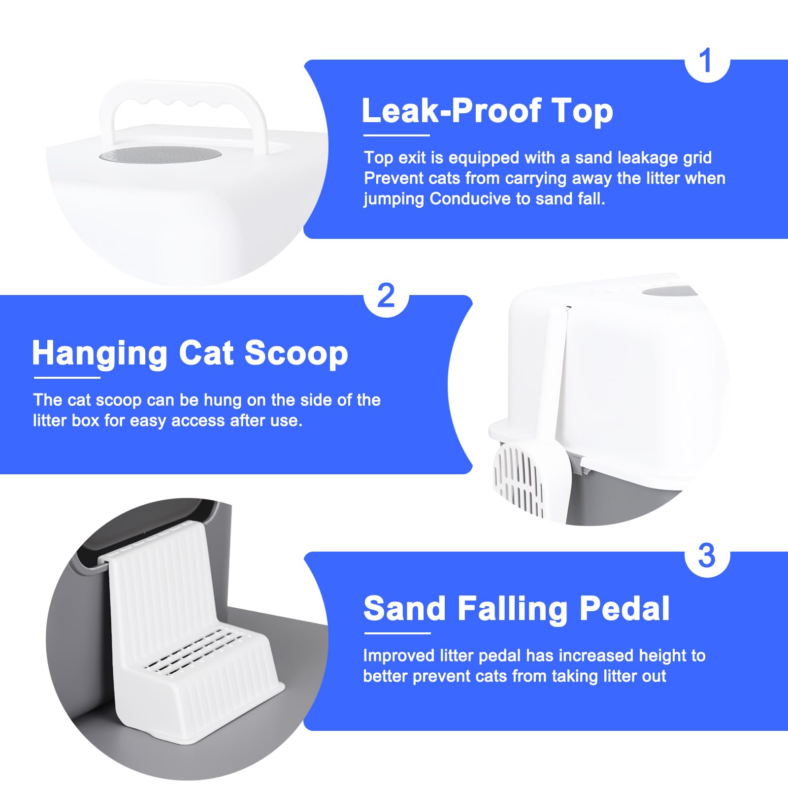 Sfozstra Cat Urine Litter Box With Pedal, Fully Enclosed Leak-Proof For Small Cats Under 8 Ib, High Edge And Odorless, Easy To C