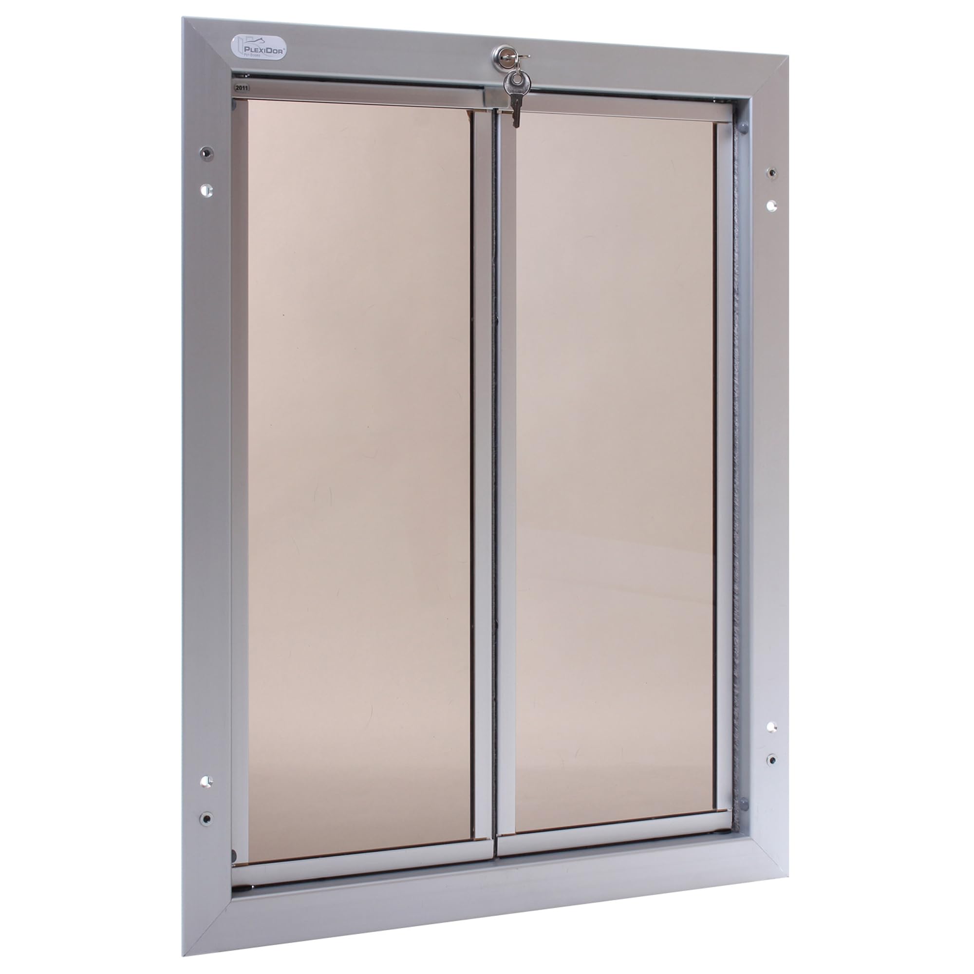 PlexiDor Performance Pet Doors for Dogs and Cats - Energy Efficient Door Mount - with Lock and Key - Silver