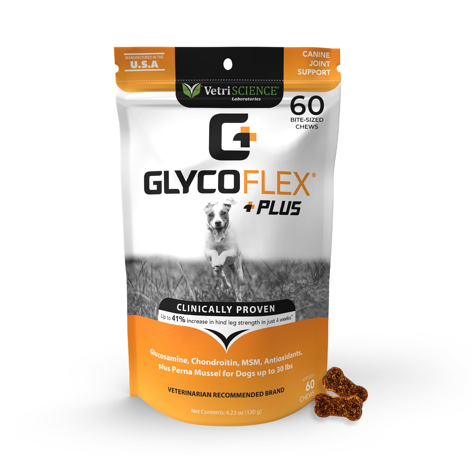 VetriScience GlycoFlex Plus Hip and Joint Supplement for Small Dogs - Extra-Strength Joint Support Chews for Dogs Under 30 Pound