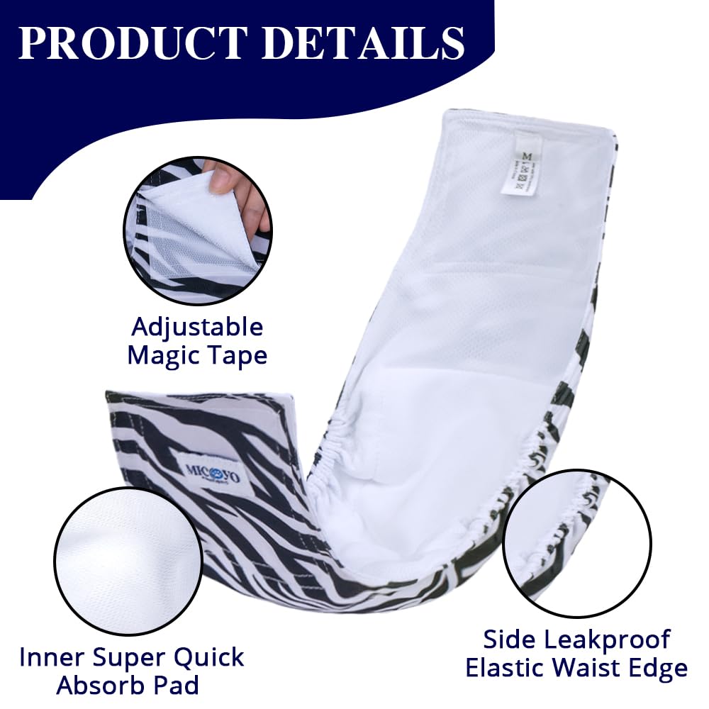 Micooyo Belly Bands For Male Dogs - 3 Pack Reusable Dog Diapers Male For Puppy Doggie, Washable Male Dog Wraps Xsmall (Xs, Grass