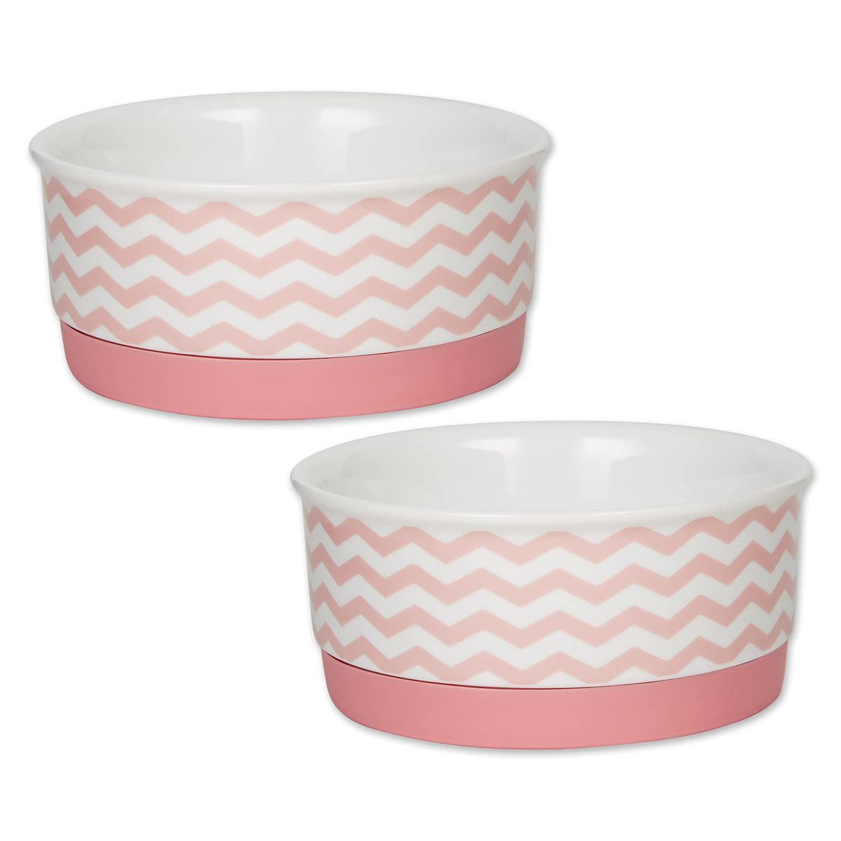 Bone Dry Ceramic Pet Collection Chevron, Small Set, 4.25X2, Pink, 2 Piece