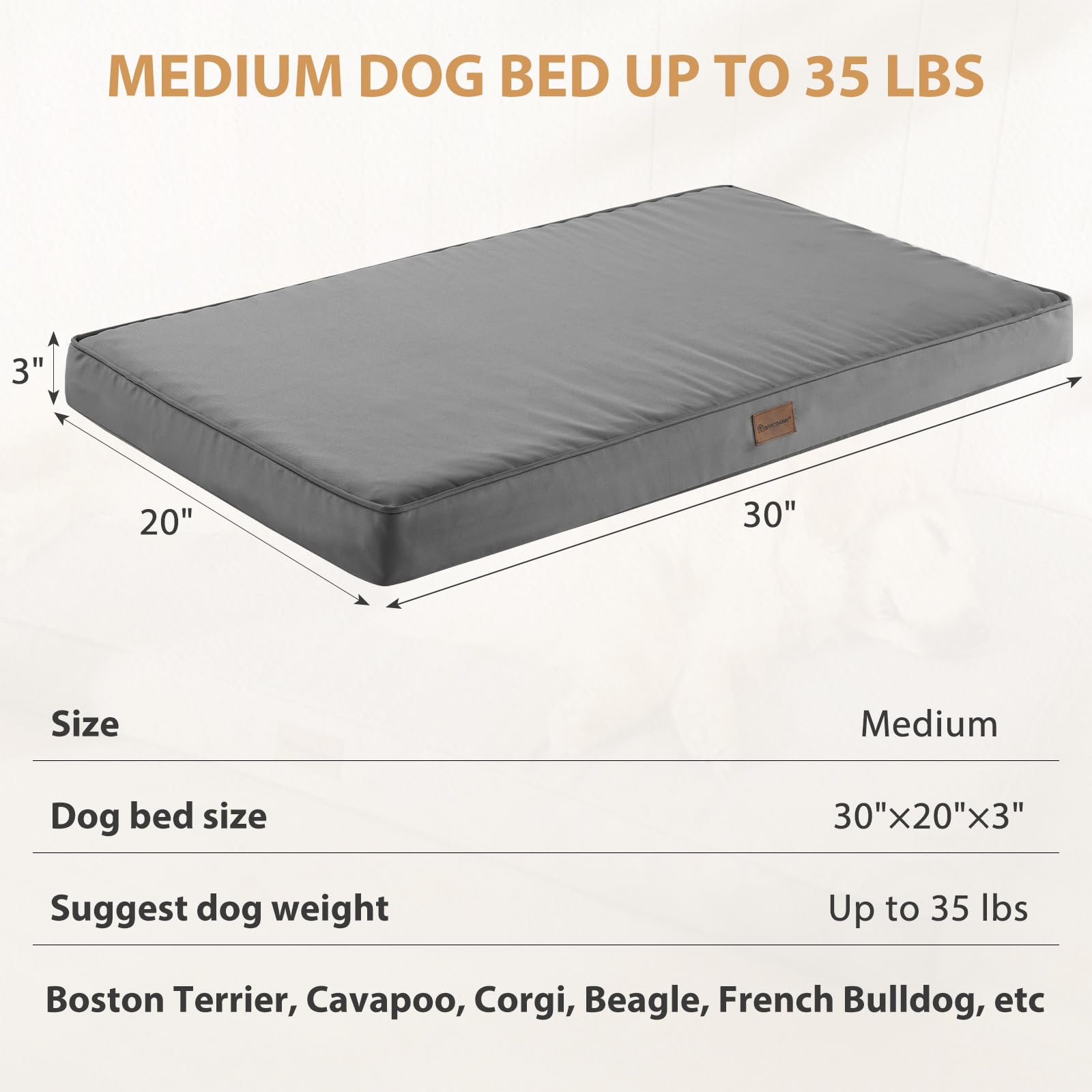 Bfpethome Outdoor Dog Bed For Large Dogs, Waterproof, Orthopedic With Removable Washable Cover, Egg Crate Foam Mat. (30 X 20In,