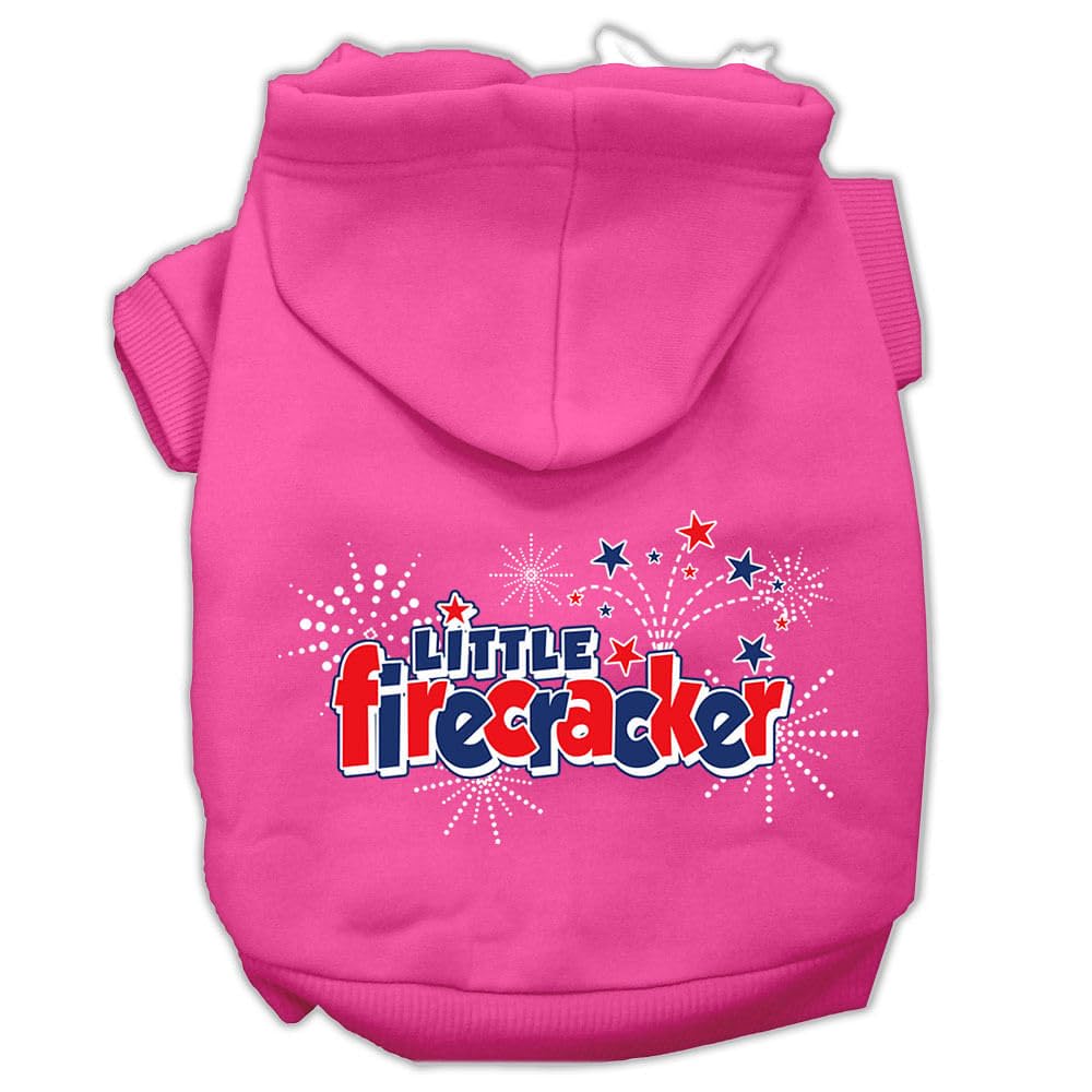 Pet Dog & Cat Hoodie Screen Printed, 'Little Firecracker' Bright Pink Xl (14-20 Lbs.)