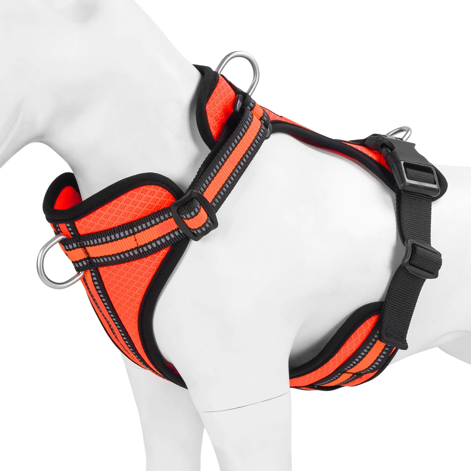 Wisedog Reflective No Pull Dog Harness - Adjustable Lightweight Pet Vest with 3 Fast-Release Buckles for Dogs Walking, Running a