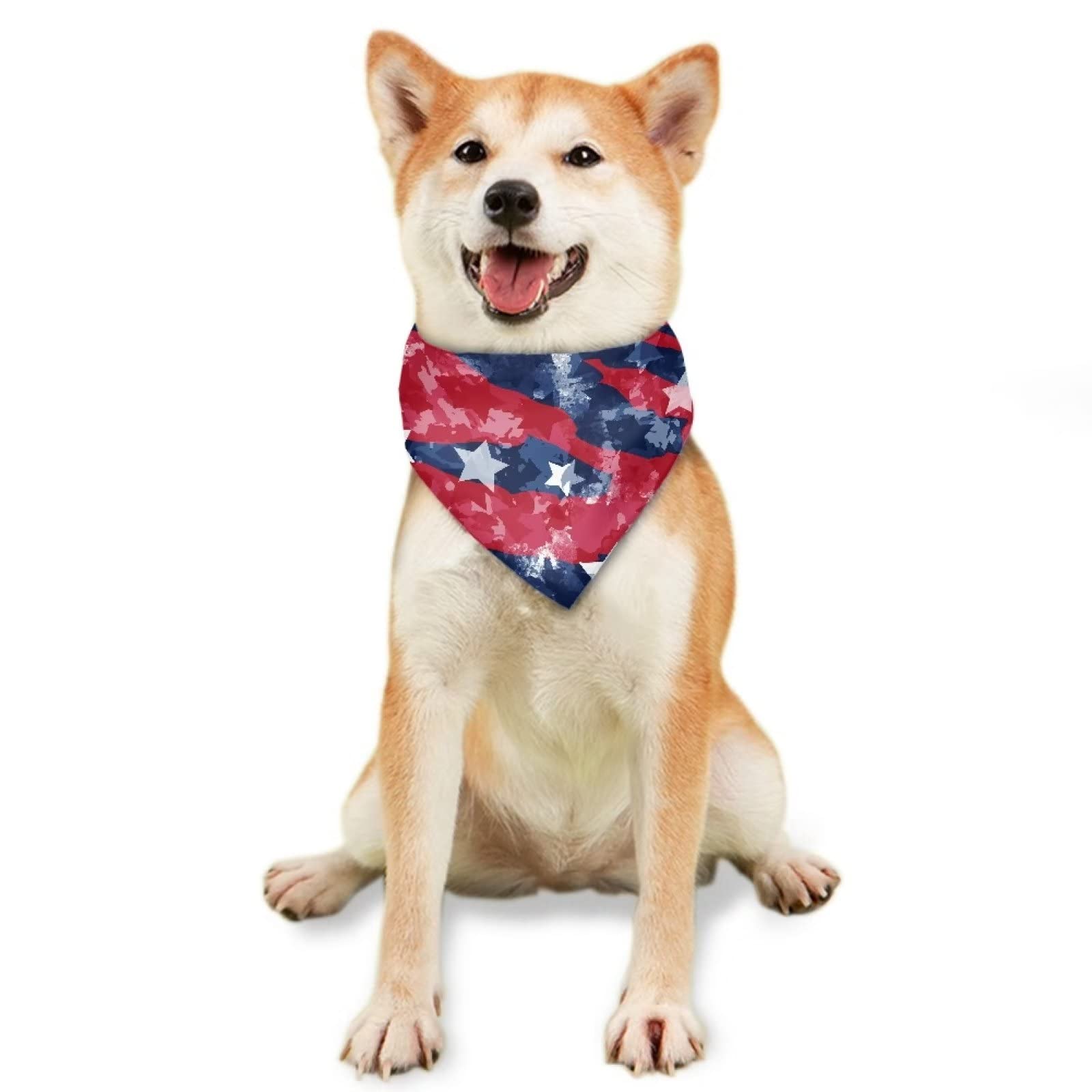 Jeiento American Flag Dog Bandanas Holiday Dog Pet Bandanas Birthday Gift Accessories Winter Bandanas For Medium Large Dogs Cats