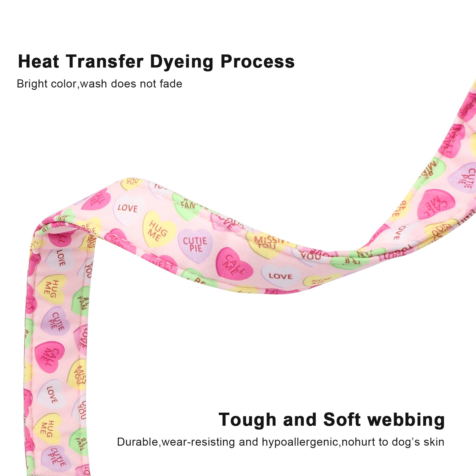 Lionet Paws Valentine'S Dog Collar- Cute Pink Sweet Heart Dog Collars With Plastic Buckle, Light Adjustable Dog Collars For Smal