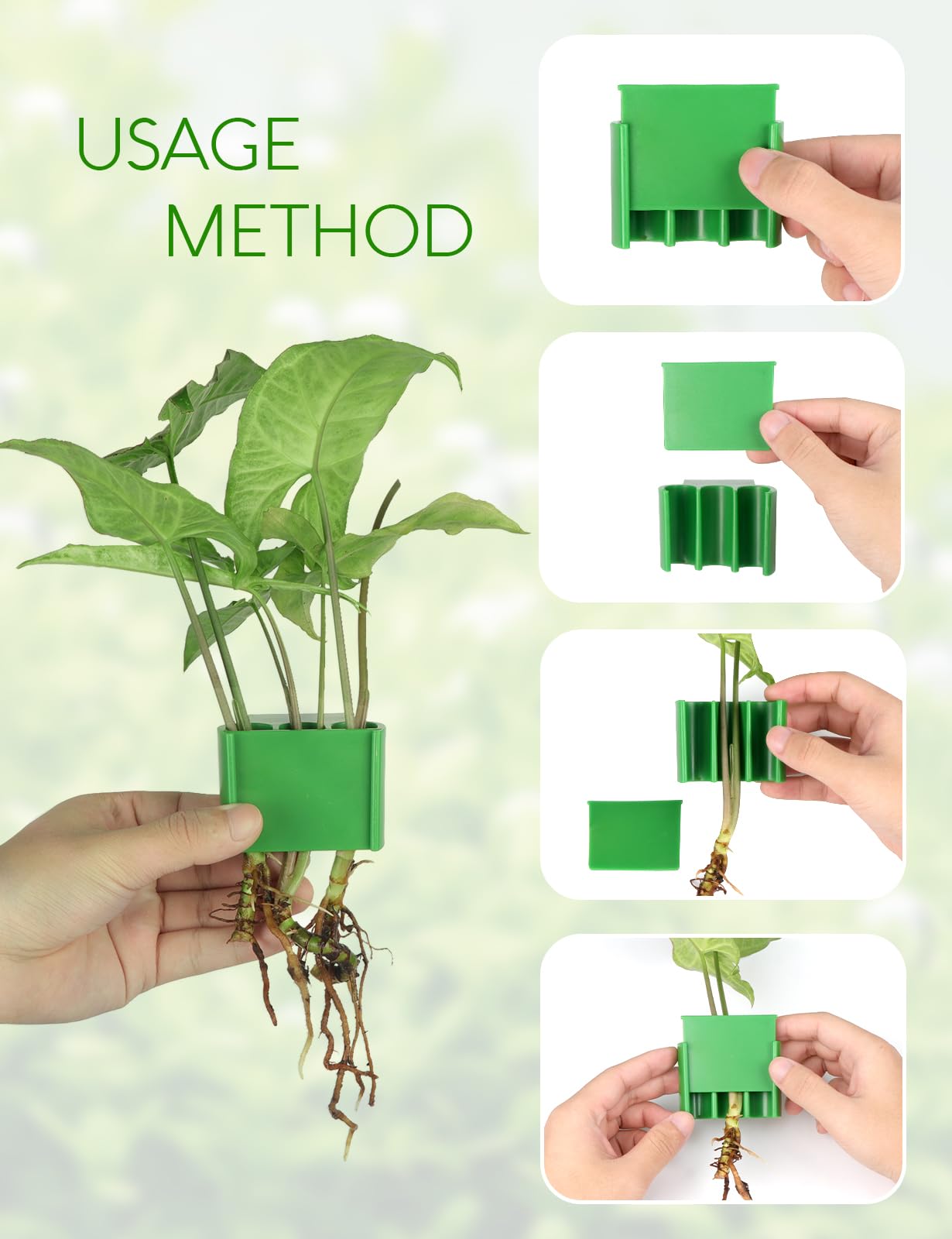 joqepy 2 Pk Upgraded Aquarium Plant Holder, 3-Hole Hanging Holder with Clip, Suitable for Fish Tank Decoration, Green