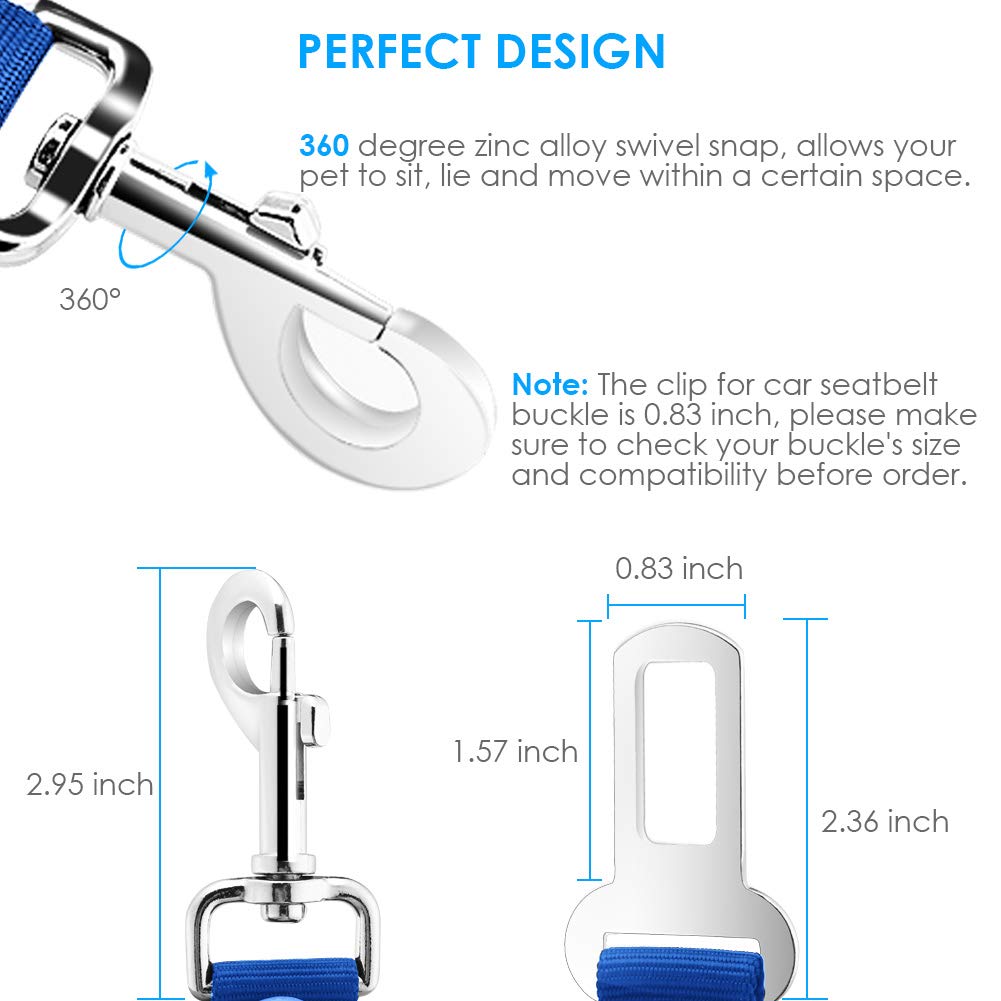 Urpower Upgraded Dog Seat Belt 2 Pack Dog Car Seatbelts Adjustable Pet Seat Belt For Vehicle Nylon Pet Safety Seat Belts Heavy Duty & Elastic & Durable Car Seat Belt For Dogs, Cats And Pets