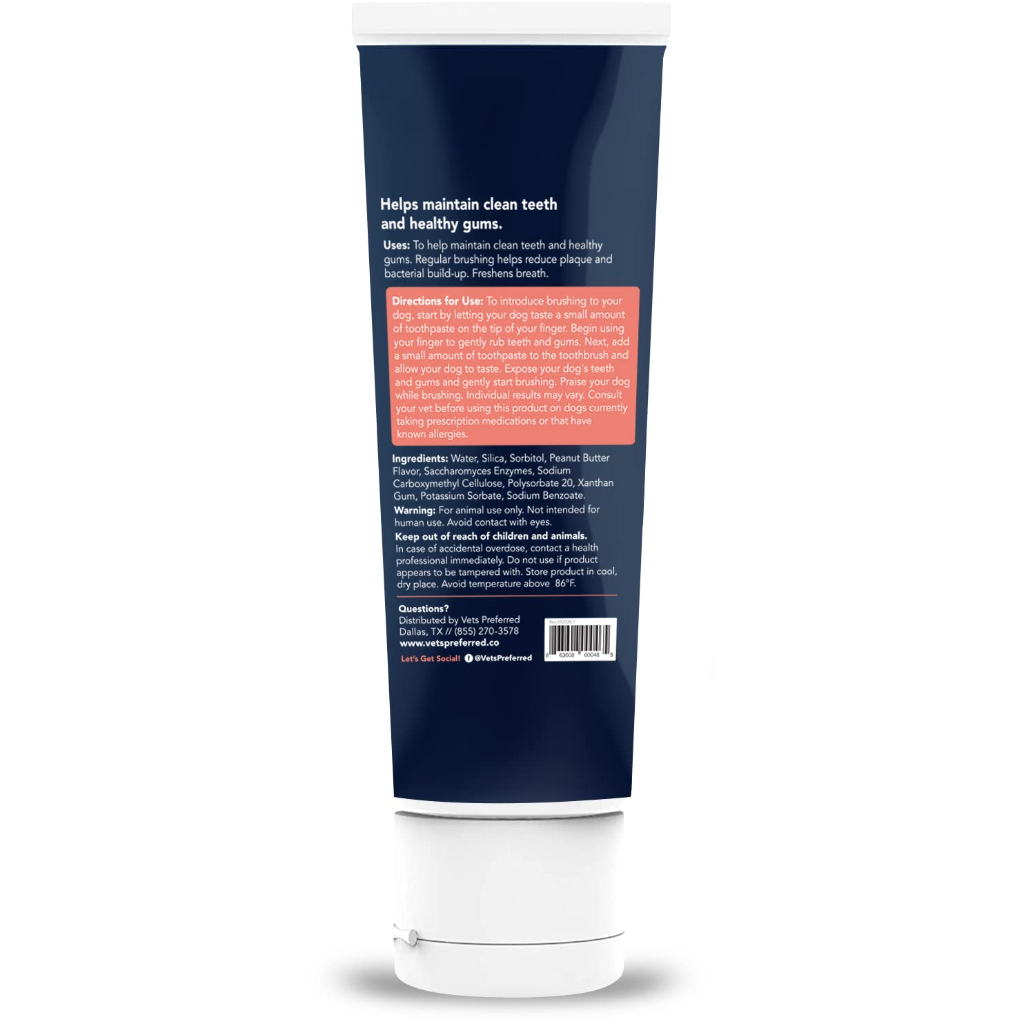 Vets Preferred Dog Enzymatic Toothpaste - Safe and Natural Dog Oral Care Toothpaste - Freshens Breath, Fights Plaque and Reduces