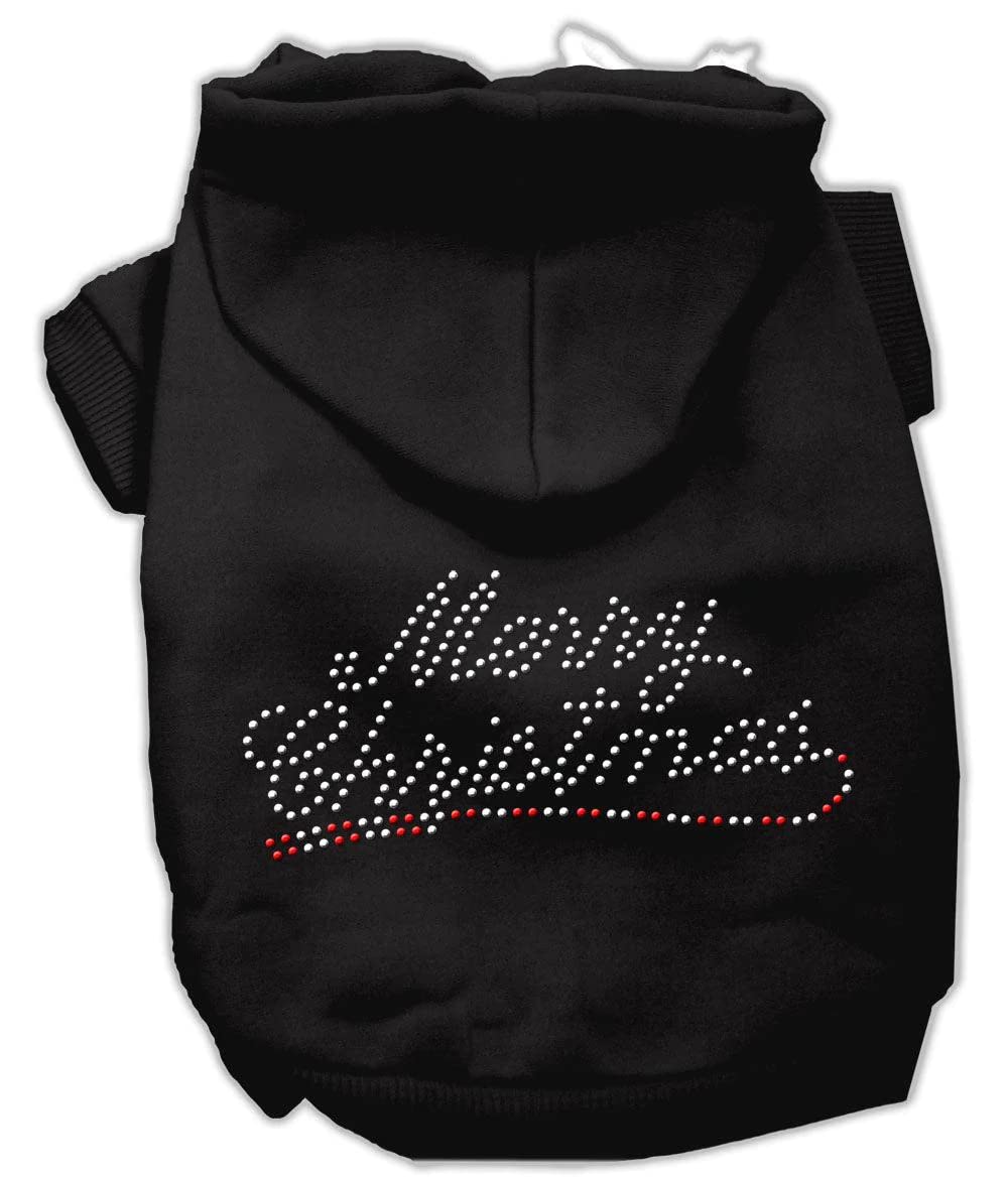 Mirage Pet Products 10-Inch Merry Christmas Rhinestone Hoodies, Small, Black