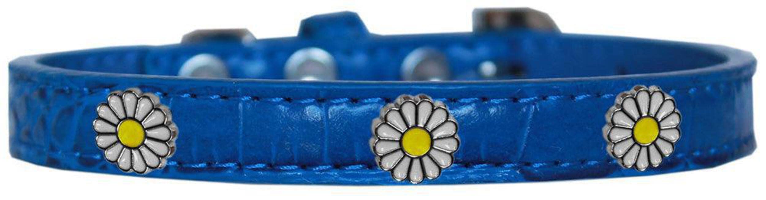 Dog, Puppy & Pet Designer Croc Widget Collar, &quot;White Daisies&quot; Purple 12