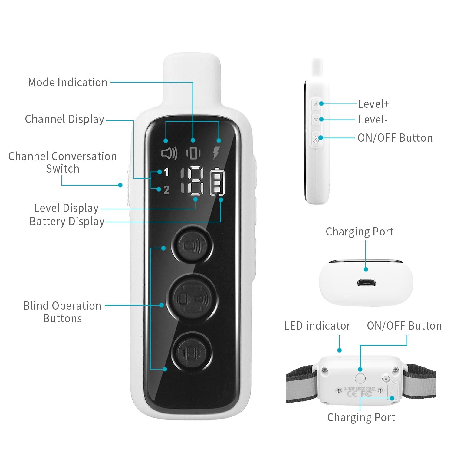Paws Furlosophy Dog Training Collar With Remote, No Shock Collar For Dogs, 1000Ft Remote Control Dog E Collar,3 Training Modes, Suitable For Small, Medium, Large Dogs, Ipx7 Waterproof
