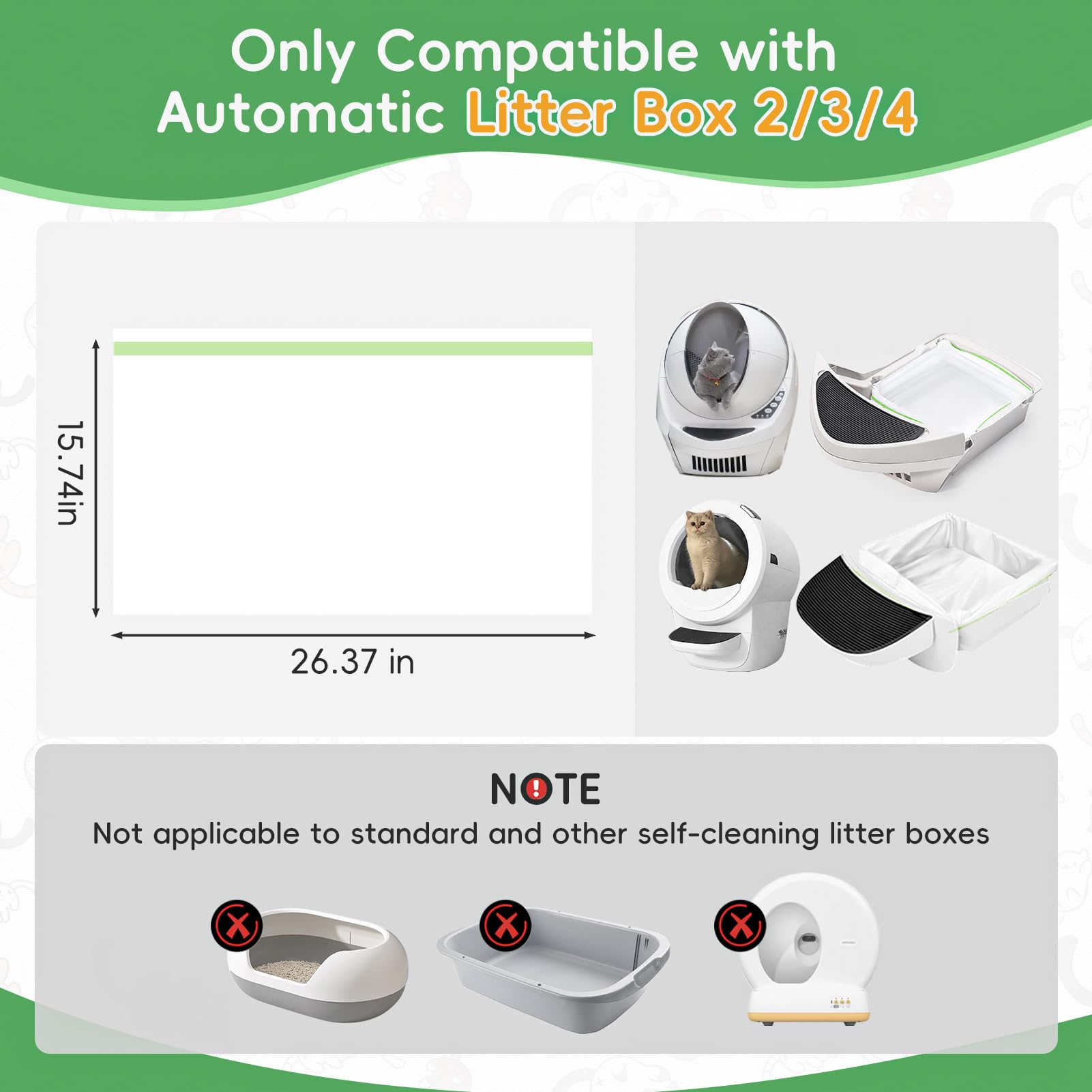 Litter Box Liners 60 Count Jumbo Cat Litter Bags, Easy Clean Up Thick Large Kitty Litter Liners For Litter Box, Drawstring Cat L