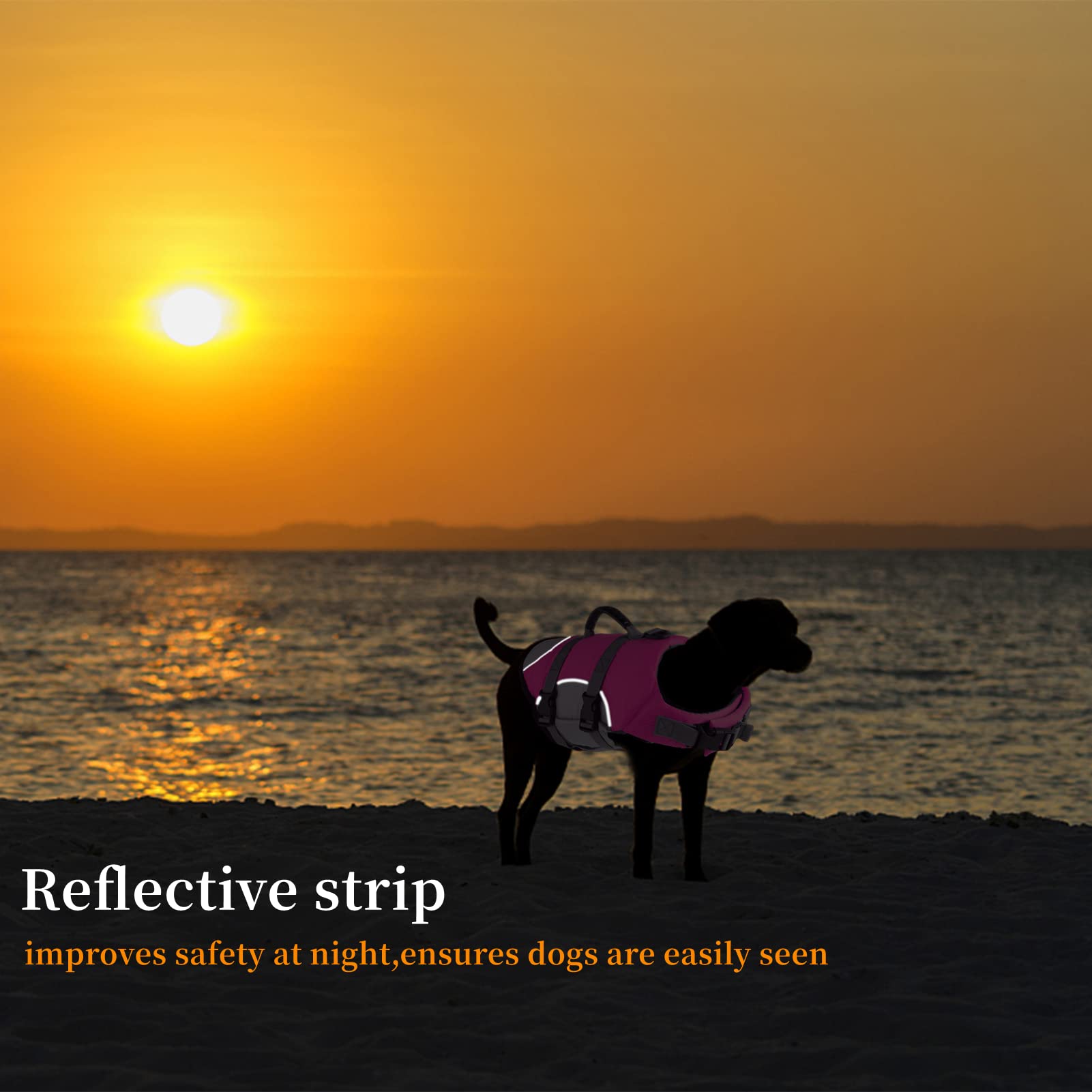 Mklhgty Dog Life Jacket, Reflective Adjustable Dog Life Vest With Rescue Handle For Swimming And Boating, Ripstop Pet Safety Life Preserver For Small, Medium And Large Dogs