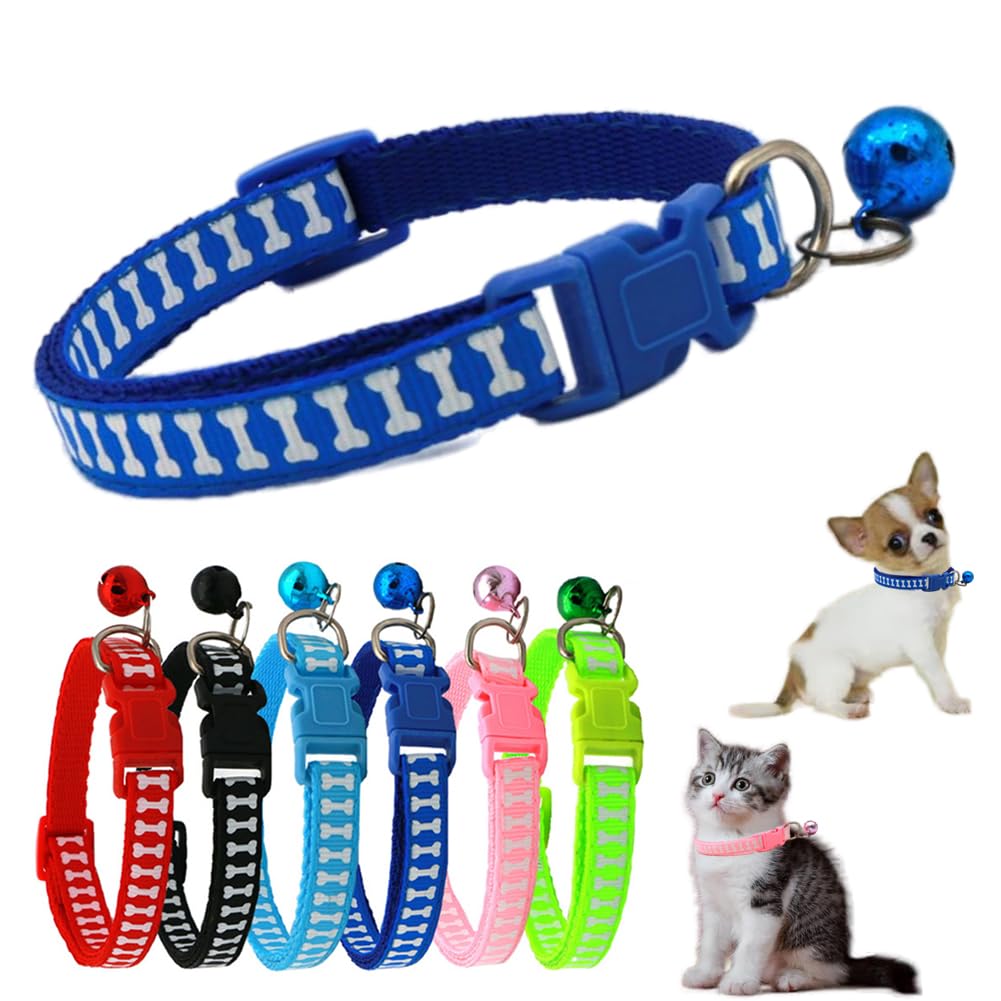 Small Puppy Collar With Bell, Soft Nylon Identification Royal Blue Dog Collars With Bells For Xxs Xs Small Tiny Little Pet Cat F