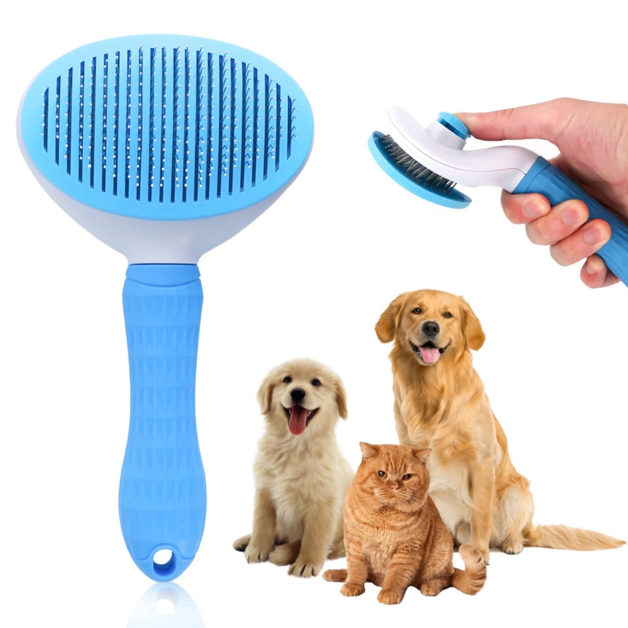 Cat Brush For Shedding And Grooming - Self Cleaning Slicker Brush For Cats, Rabbits & Small Dogs - Cat Brush For Long Haired Cat